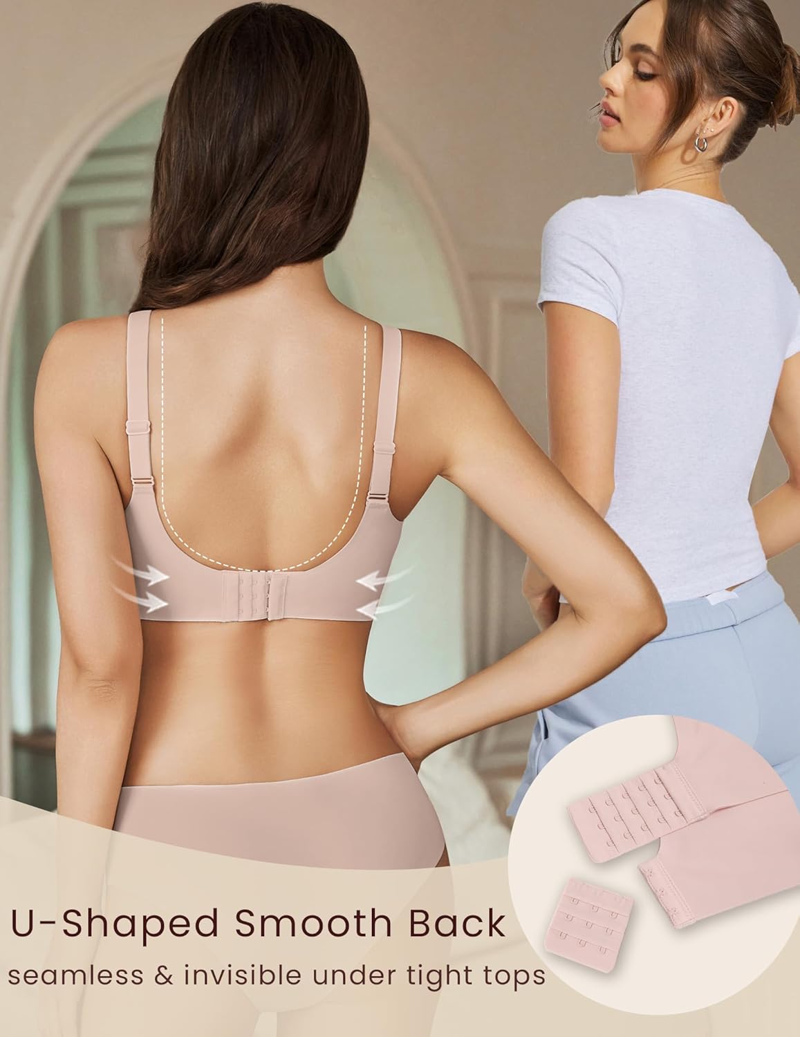 Avidlove Wireless Bras for Women No Underwire V Mesh Bralette Seamless Comfortable Bra Push Up Full Coverage Everyday Bras - Image 3