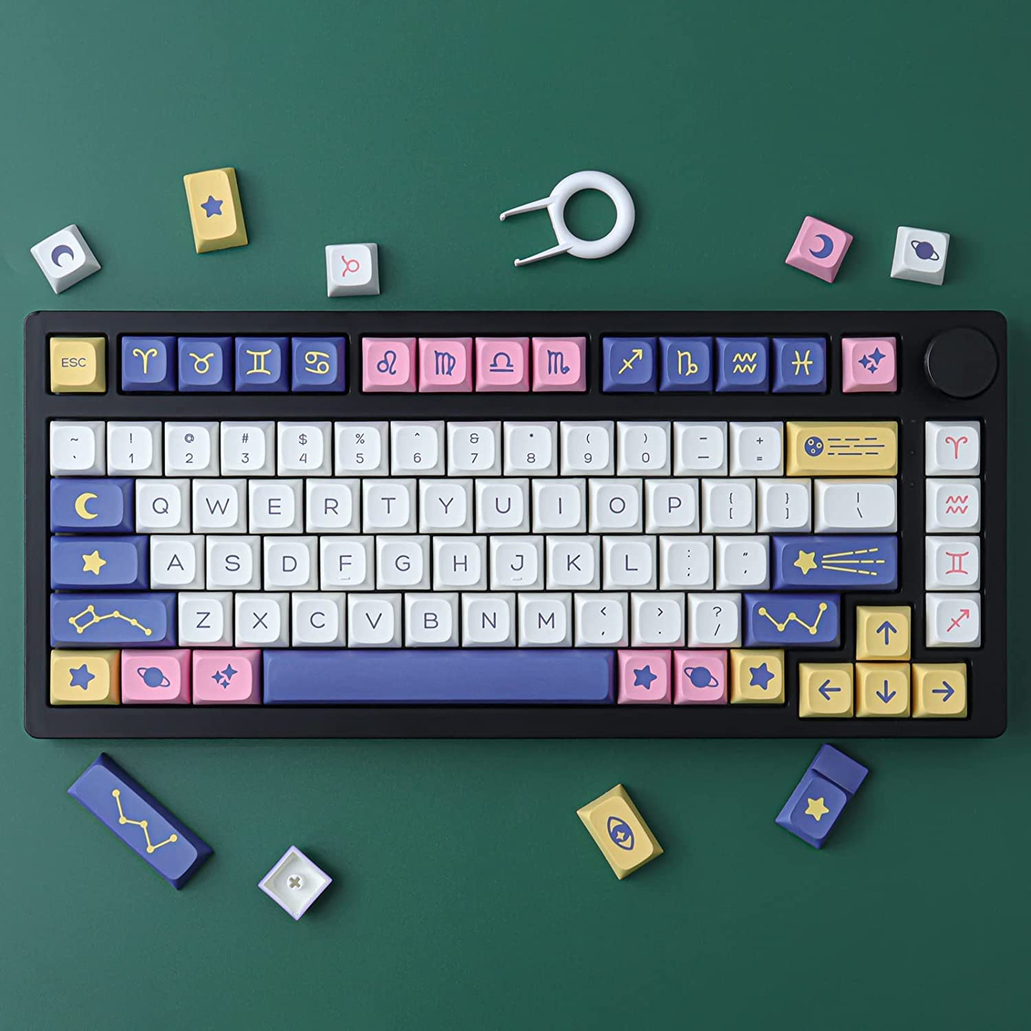 JOMKIZ nasadki na klawisze, 132 klawisze zestaw nasadek klawiszy z PBT barwnik sublimacyjny XDA nasadki na klawisze profilowe do klawiatury mechanicznej Cherry MX Switch