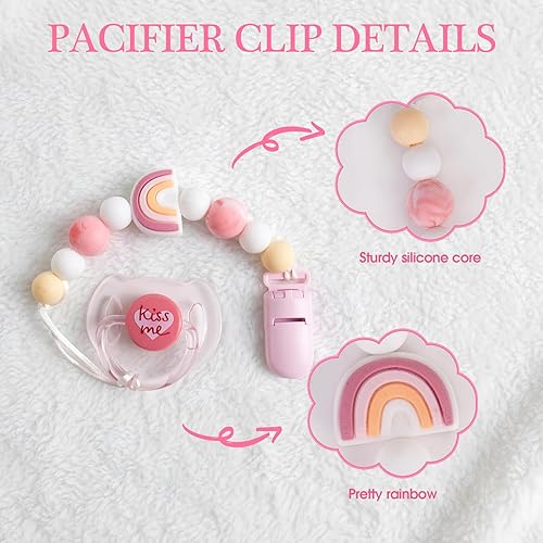 Miniatura 3 de Aori Chupete magnético con clips para chupete para muñecas de bebé recién nacido, juego de accesorios para bebés recién nacidos de color rosa para