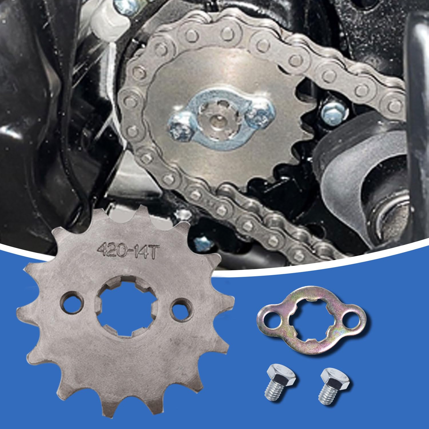 Motorcycle 420 Drive Chain 96 Links with Chain Breaker 420-37 Tooth Rear Sprocket Front Sprocket 420-14T Replacement for ATV 50cc 70cc 90cc 110cc 125cc go-karts mini bikes