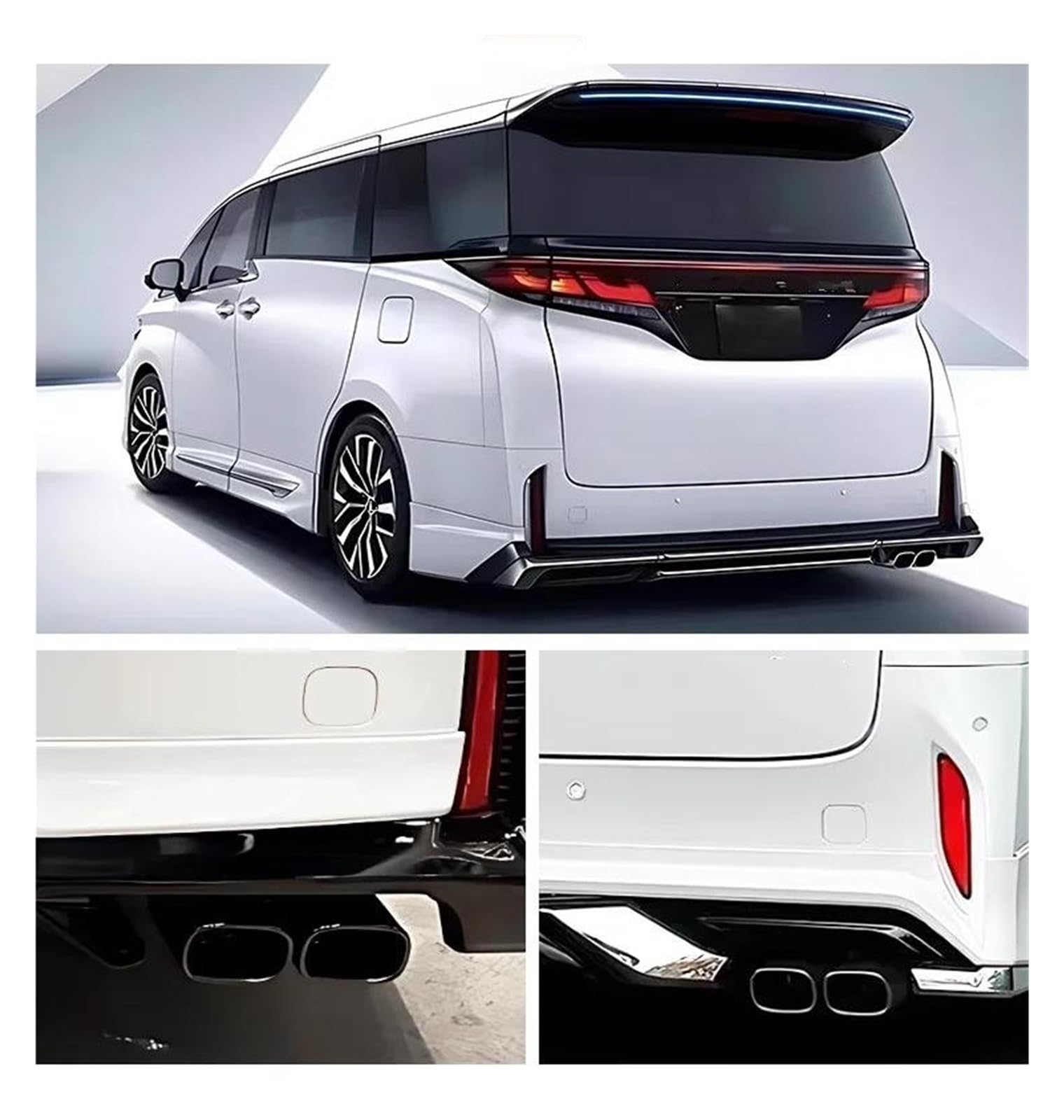 Tubo escape deportivo Silenciador de tubo de escape cuadrado de acero inoxidable de doble cabezal para Toyota para Alphard Serie 40 2024, 1 pieza silenciador