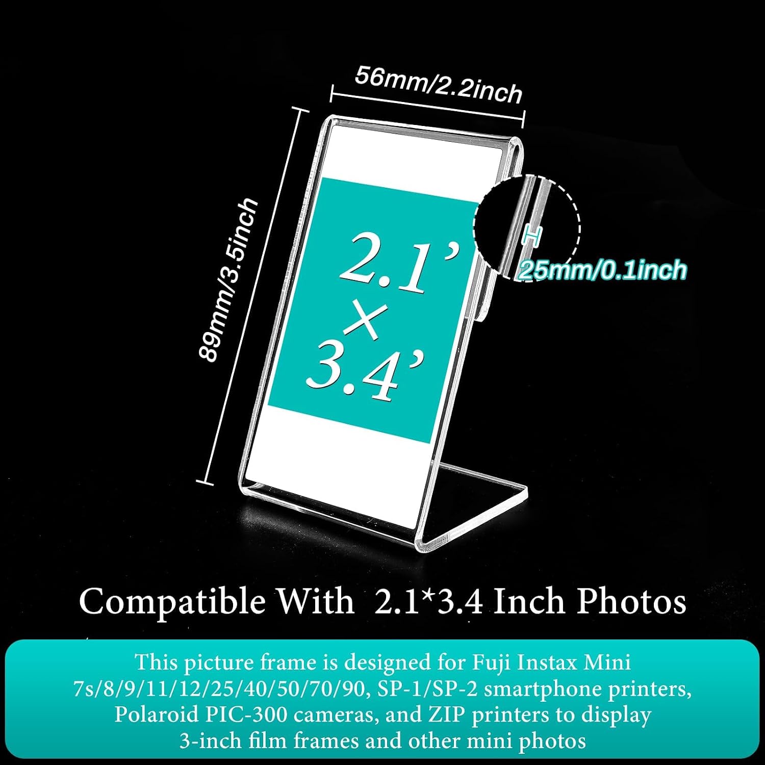 8 Pack Mini Picture Frame for Instax, 2x3 Picture Frame Holder for Polaroid, Small Size Photo Frame, Acrylic Photo Frame for Instax Mini Instant Films image 2