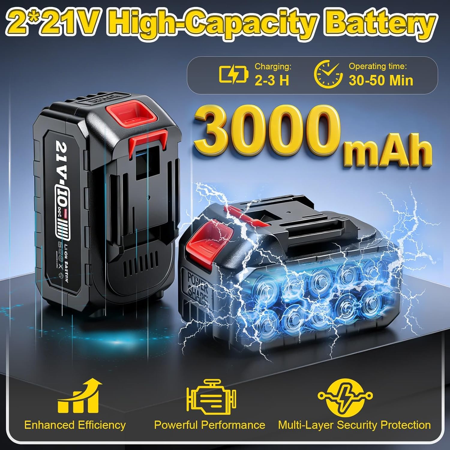 6000mAh Electric Weed Wacker Cordless, 21V Battery Powered Weed Eater with 3 Types Blades, 2 in 1 Brush Cutter/Edger Tool, for Lawn, Yard and Bush Trimming, 2 Battery
