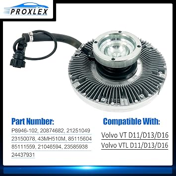 24437931 Cooling Fan Clutch Compatible With Volvo VT VTL D13/D11/D16 Replacement # 85115604, 85111559, 21046594, 23585938 Electronically-Controlled Fan Clutch