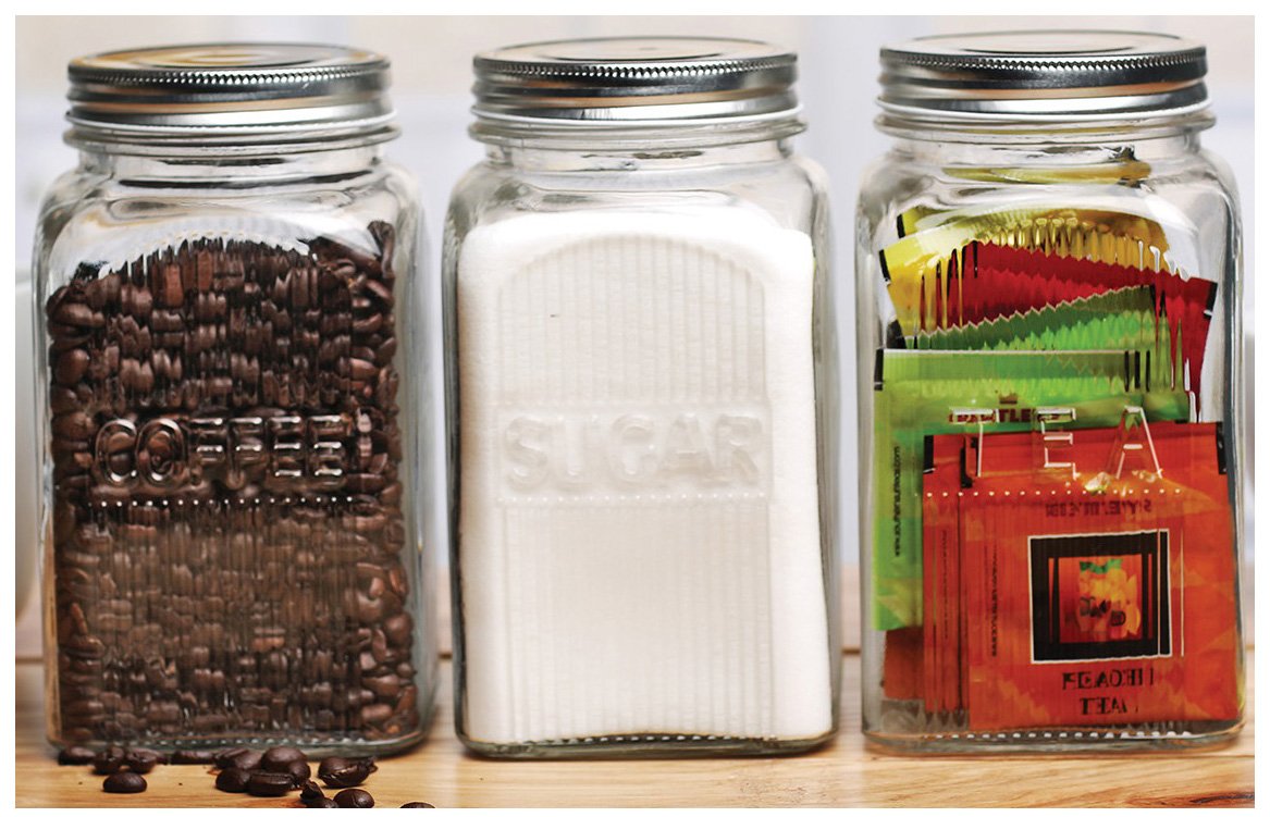 CirclewareBigasu Glass Canister Jars with Metal Lids, Set of 3, 43 oz, Clear