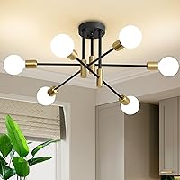 Vista 15 de Biewalk Sputnik Lámpara de Araña Moderna de Mediados de Siglo Nórdica Luz Colgante 8 Luces Luminaria de Techo Negra para Sala de Estar, Cocina
