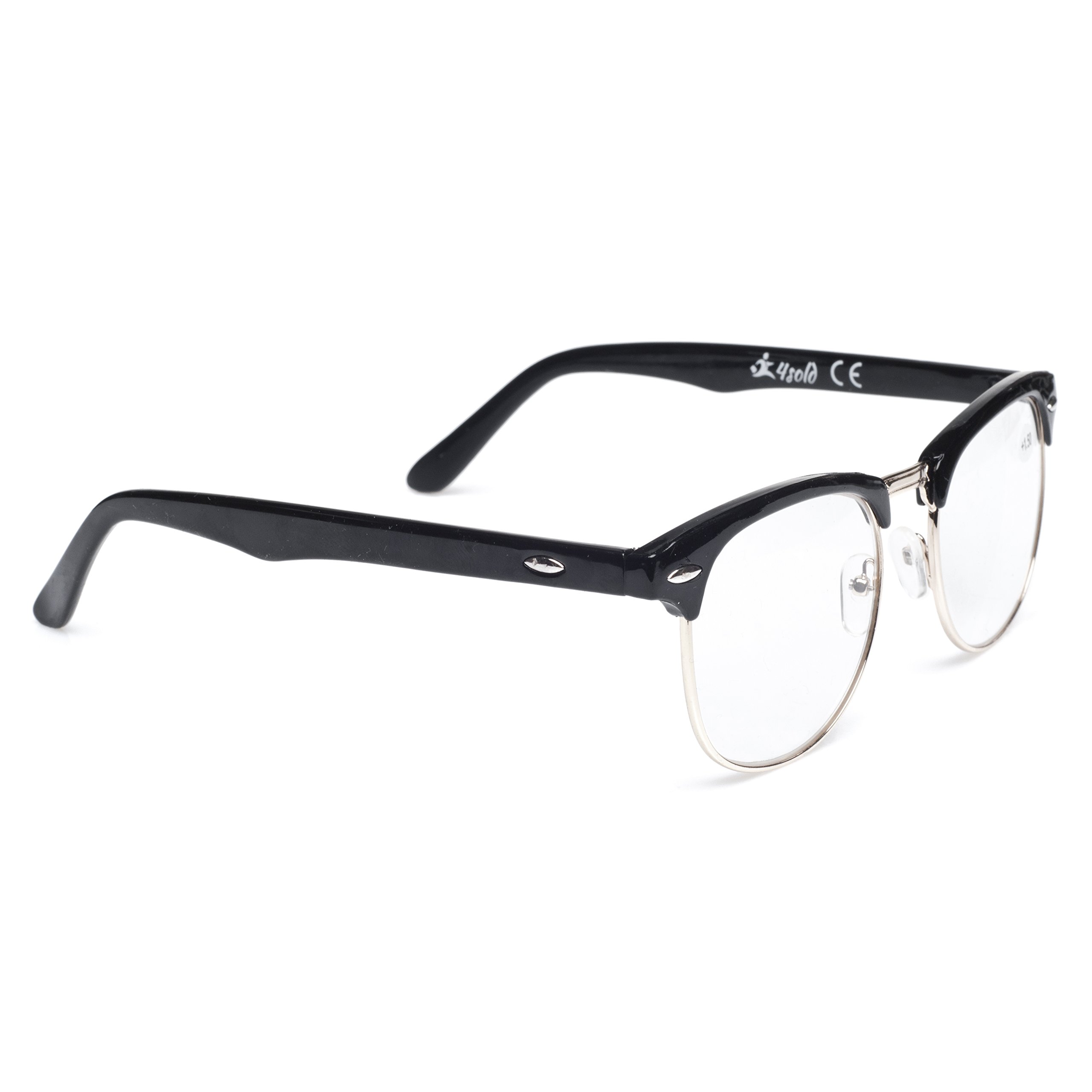 4sold (TM) Retro Reading Glasses Black, Brown Dark Brown +1.5 or +2.00 or +2.5 or +3.0 or +3.5 or +4.00 - Black -