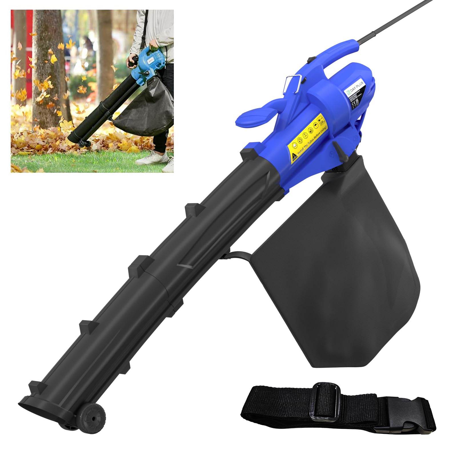 3500W Leaf Blower and Vacuum 3 in 1 Garden Vacuum Shredder Mulcher With Rake, 6 Variable Speeds, Lightweight and Telescopic, 10m Cable, 35L Bag | for Garden, Driveway, Patio, Lawn
