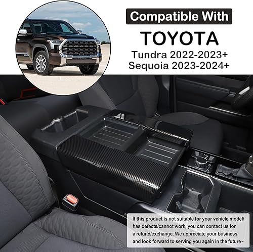 Miniatura 9 de Funda protectora para reposabrazos de consola central de automóvil compatible con Toyota Tundra 2022 2023 Sequoia 2023 Central Apoyabrazos Caja de