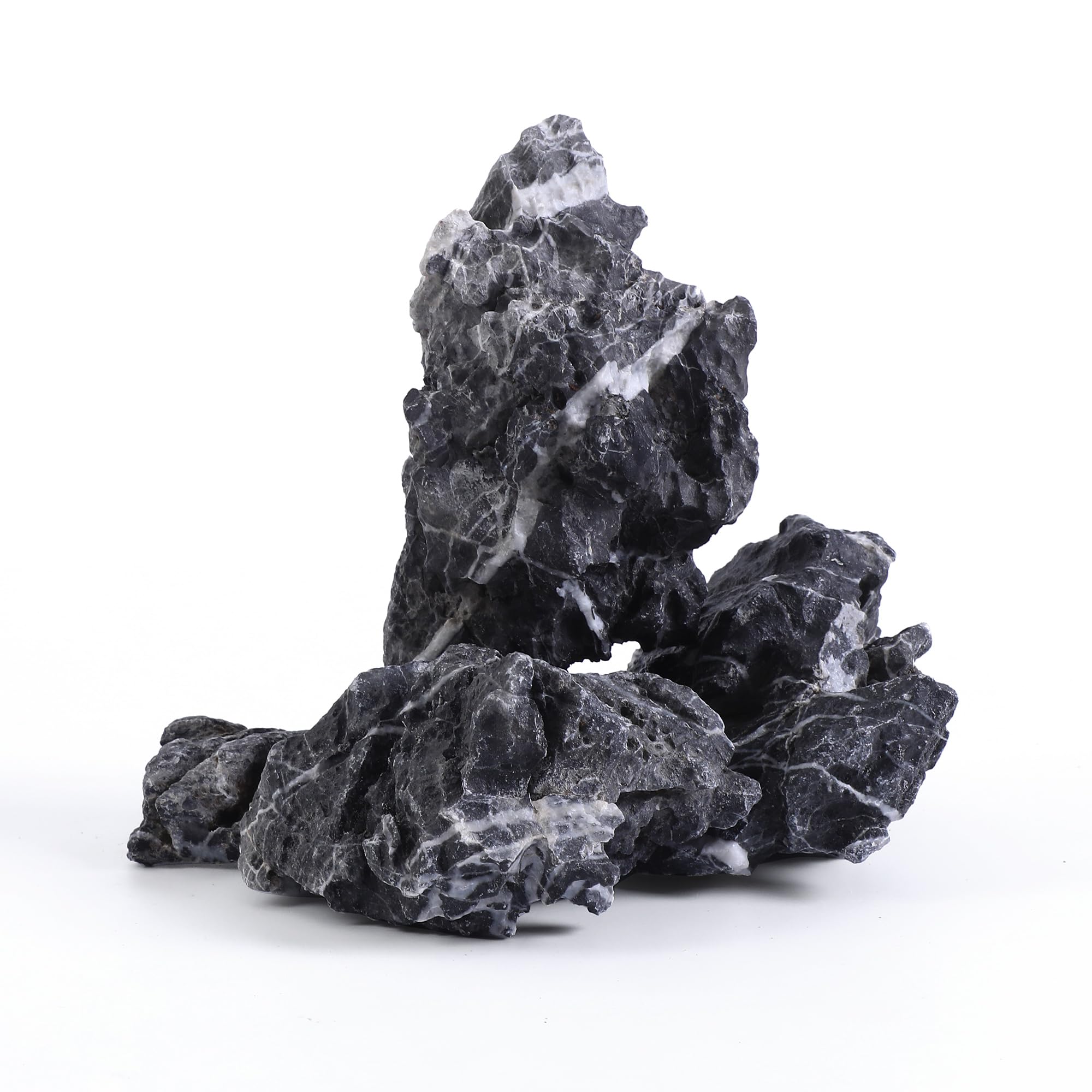 FISCAPE 2-6 Inches Natural Seiryu Stone 4 PCS Aquarium Rocks for Aquascaping, Aquarium Landscaping, Terrariums, Fish Tank Decoration, Vivariums,