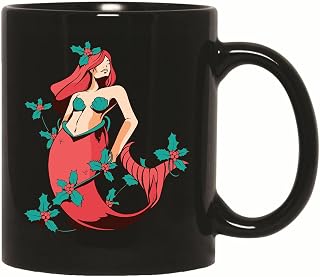 Christmas Mermaid Gift Ideas for Mermaid Lovers for Kids and Adults 11oz 15oz Black Coffee Mug