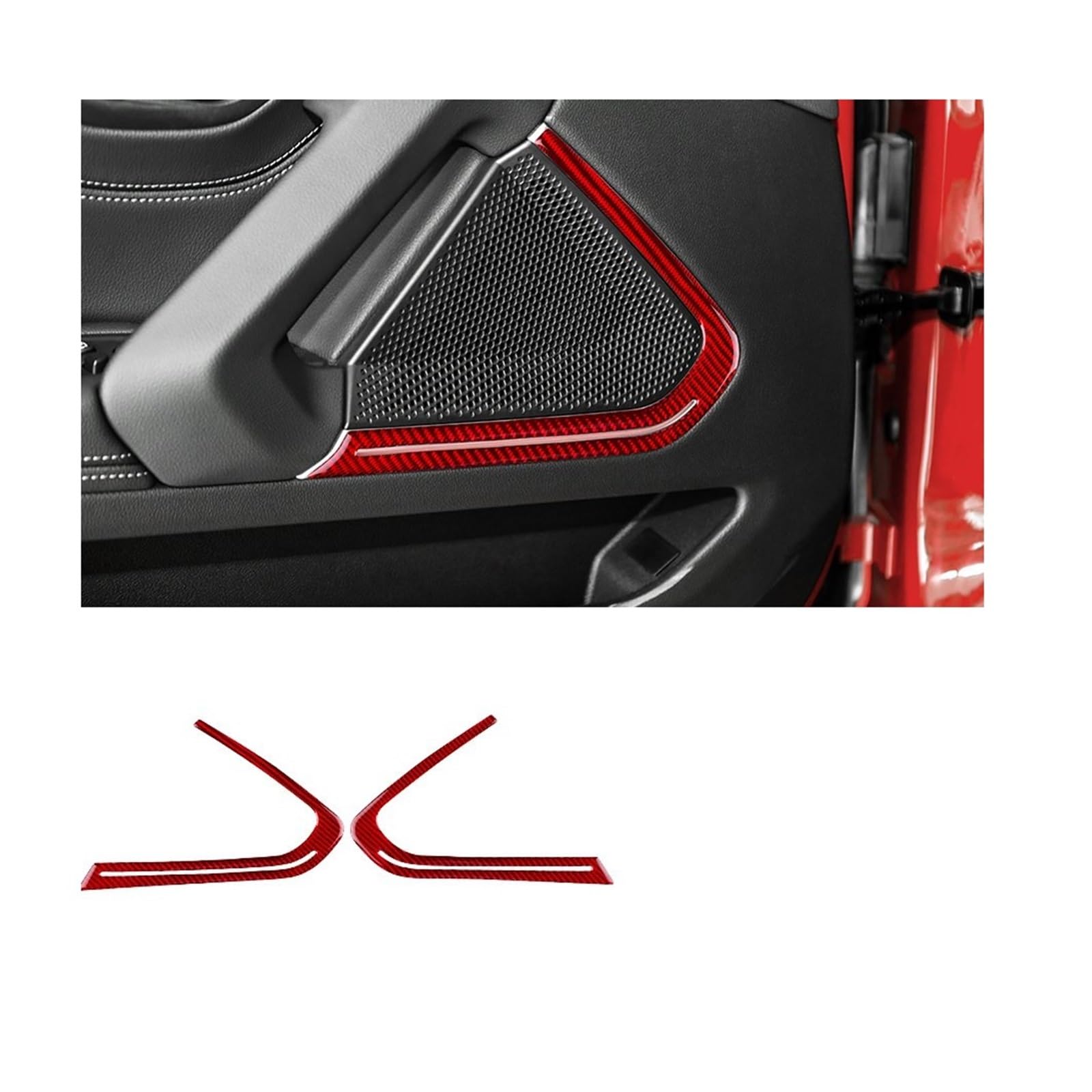 Car Interior for BMW Z4 G29 2019-2023 Door Speaker Cover Audio Frame Decoration Trim Sticker Real Carbon Fiber(Red Carbon)