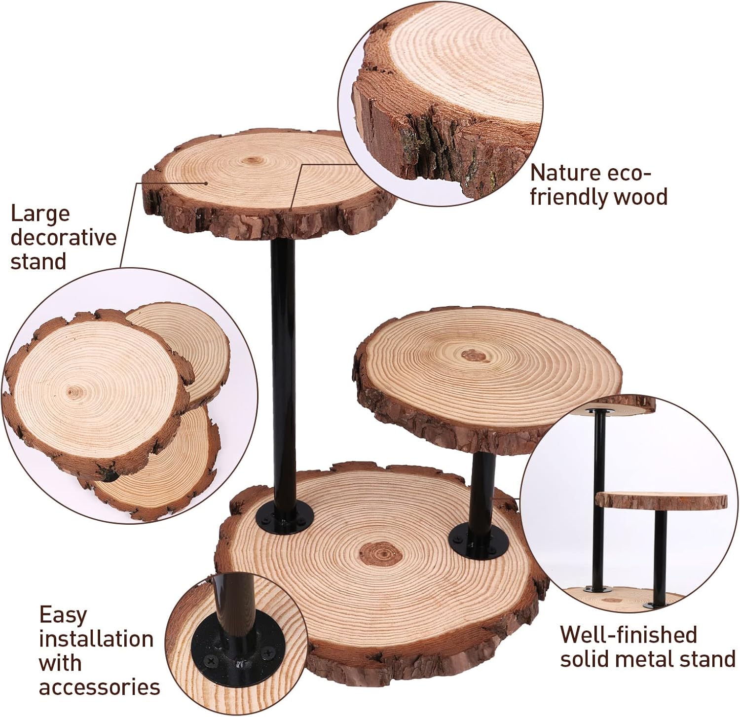 Wood Cupcake Stand, Farmhouse Rustic Cupcake Stand with 3 Tier, Table Display Stand Cake Tools Round Cake Plate for Presenting, Birthday, Parties, Weddings, Natural Wooden Cake Stand Dessert Display : Home & Kitchen