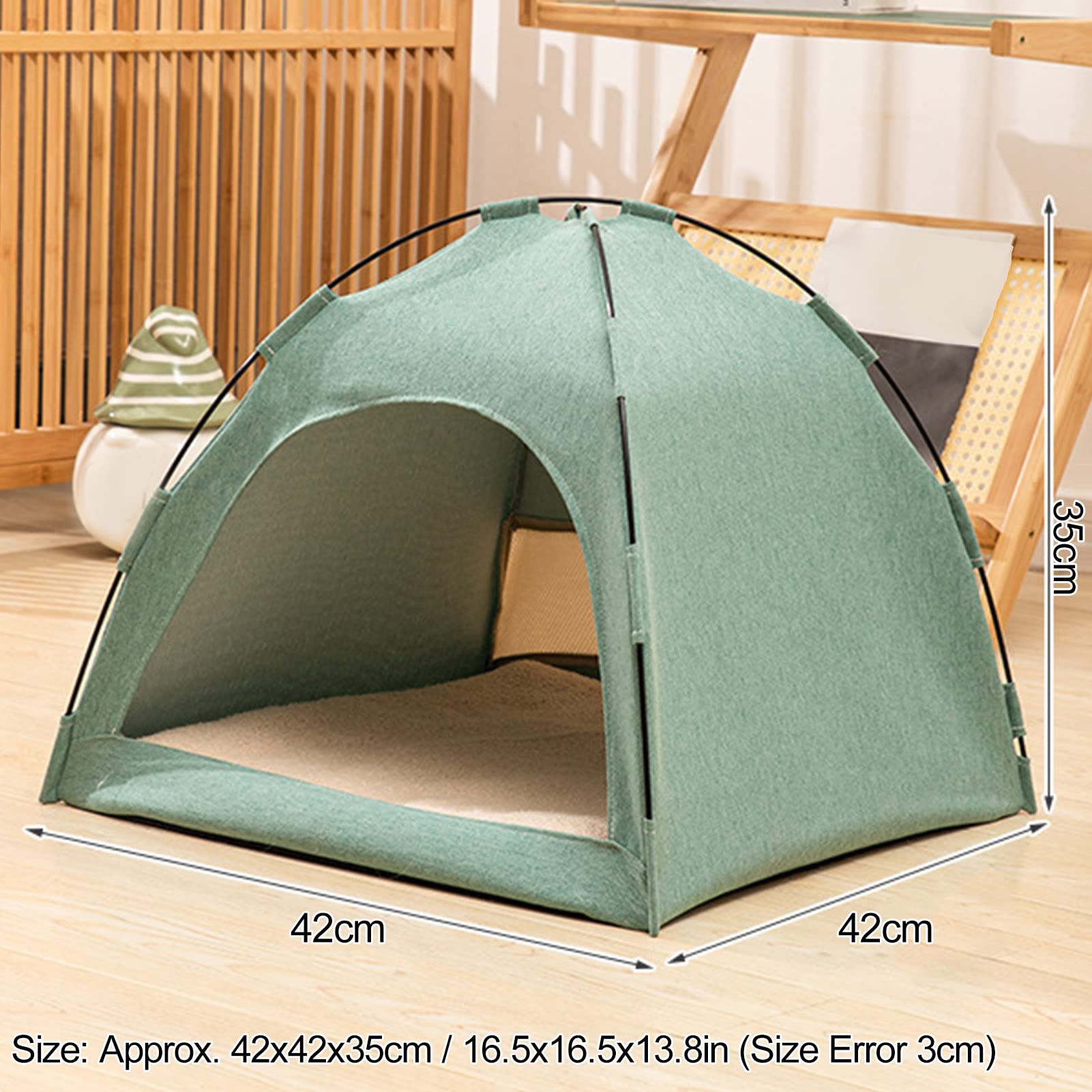 Tente Chat, Grande Maison pour Chien Nid Confortable et Lavable Chat Tente D'intérieur et D'extérieur Portable pour Chats, Chiots et Autres Petits Animaux (S) (Green)