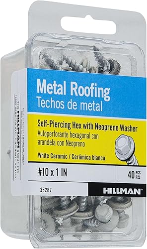The Hillman Group The Hillman Group 35287 - Láminas autoperforantes, color blanco, 10 x 1, paquete de 40 unidades