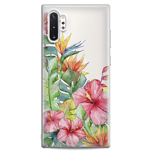 Funda compatible con Samsung S23 S22 Plus S21 FE Ultra S20+ S10 Note 20 5G S10e S9 Cute Leaves Phone Tropicals Clear Abstract Flower Pink Flexible