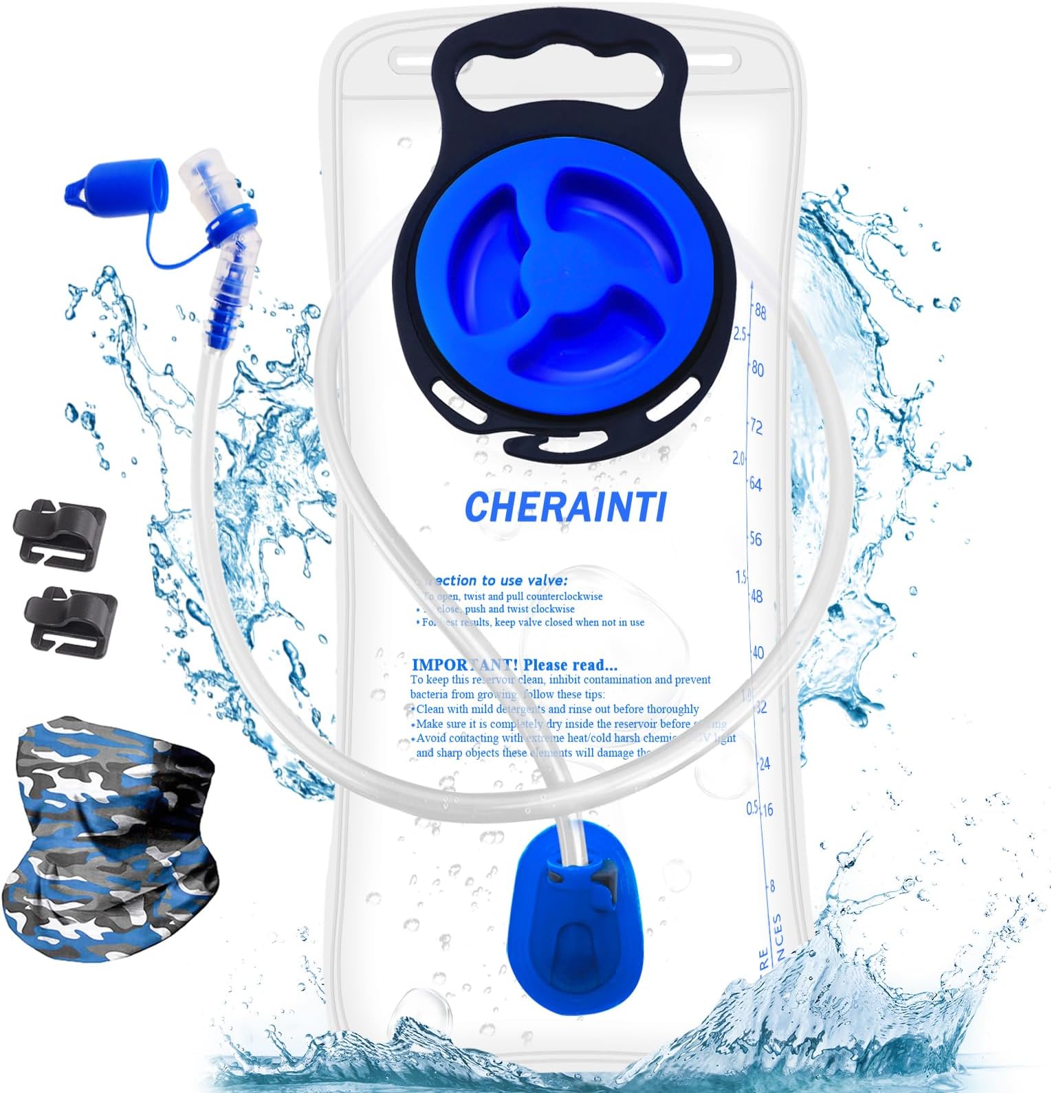 Hydration Bladder, 1.5L-2L-3L Water Bladder for Hiking Backpack Leak Proof Water Reservoir Storage Bag, BPA-Free Water Pouch Hydration Pack for Camping Cycling Running, Military Green 1.5-2-3 Liter