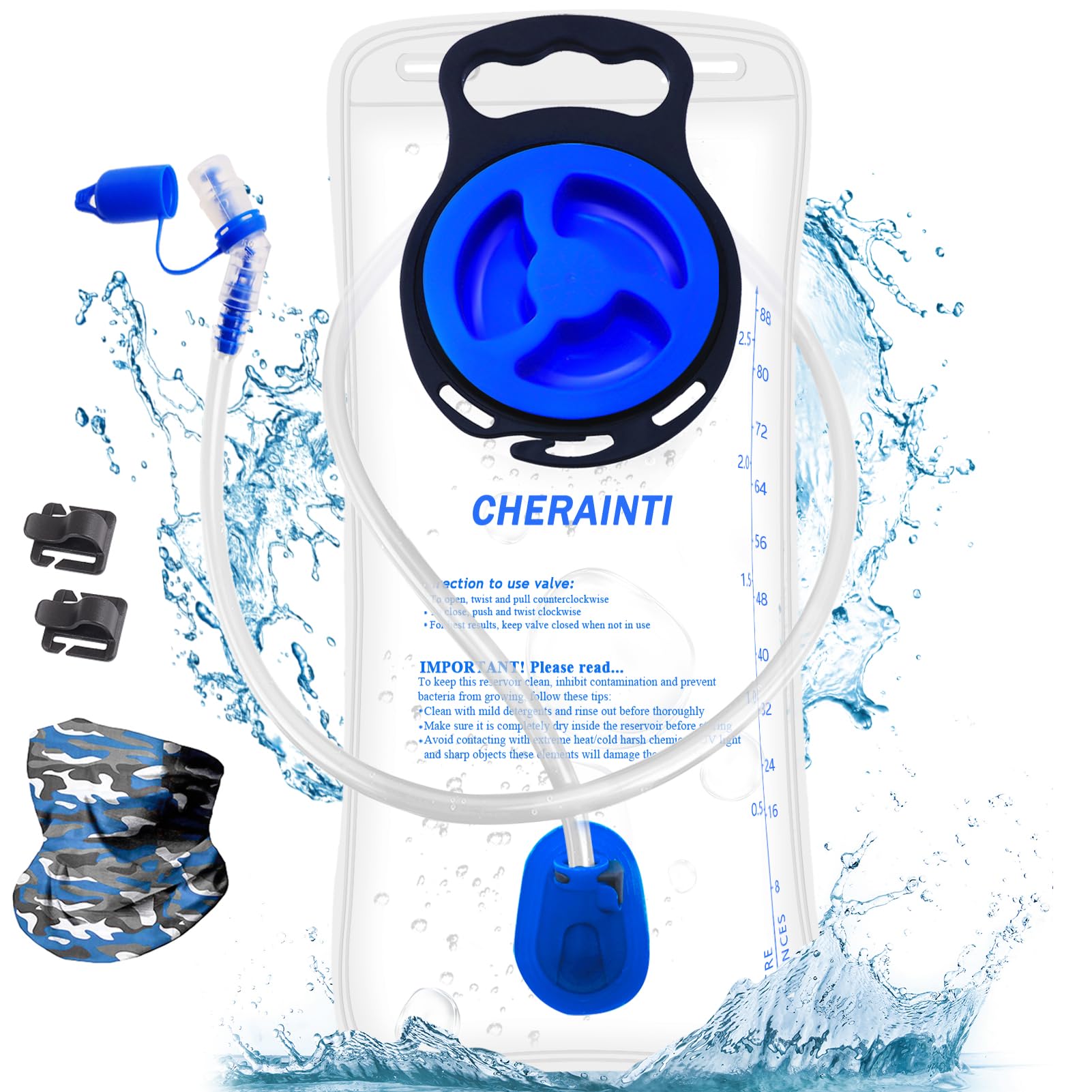 Hydration Bladder, 1.5L-2L-3L Water Bladder for Hiking Backpack Leak Proof Water Reservoir Storage Bag, BPA-Free Water Pouch Hydration Pack for Camping Cycling Running, Military Green 1.5-2-3 Liter