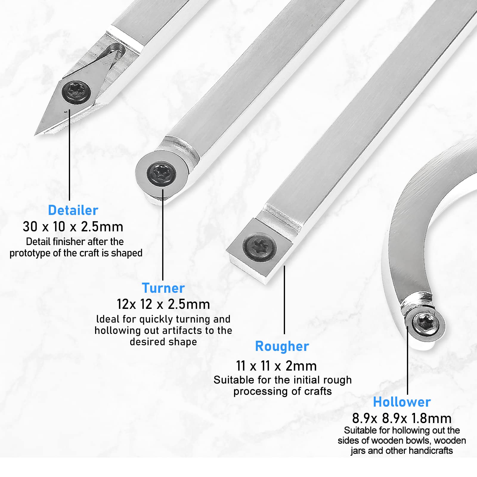 12 Inserti In Carburo Per Utensili Da Tornio - Per Lavorazione Legno - Foto 8