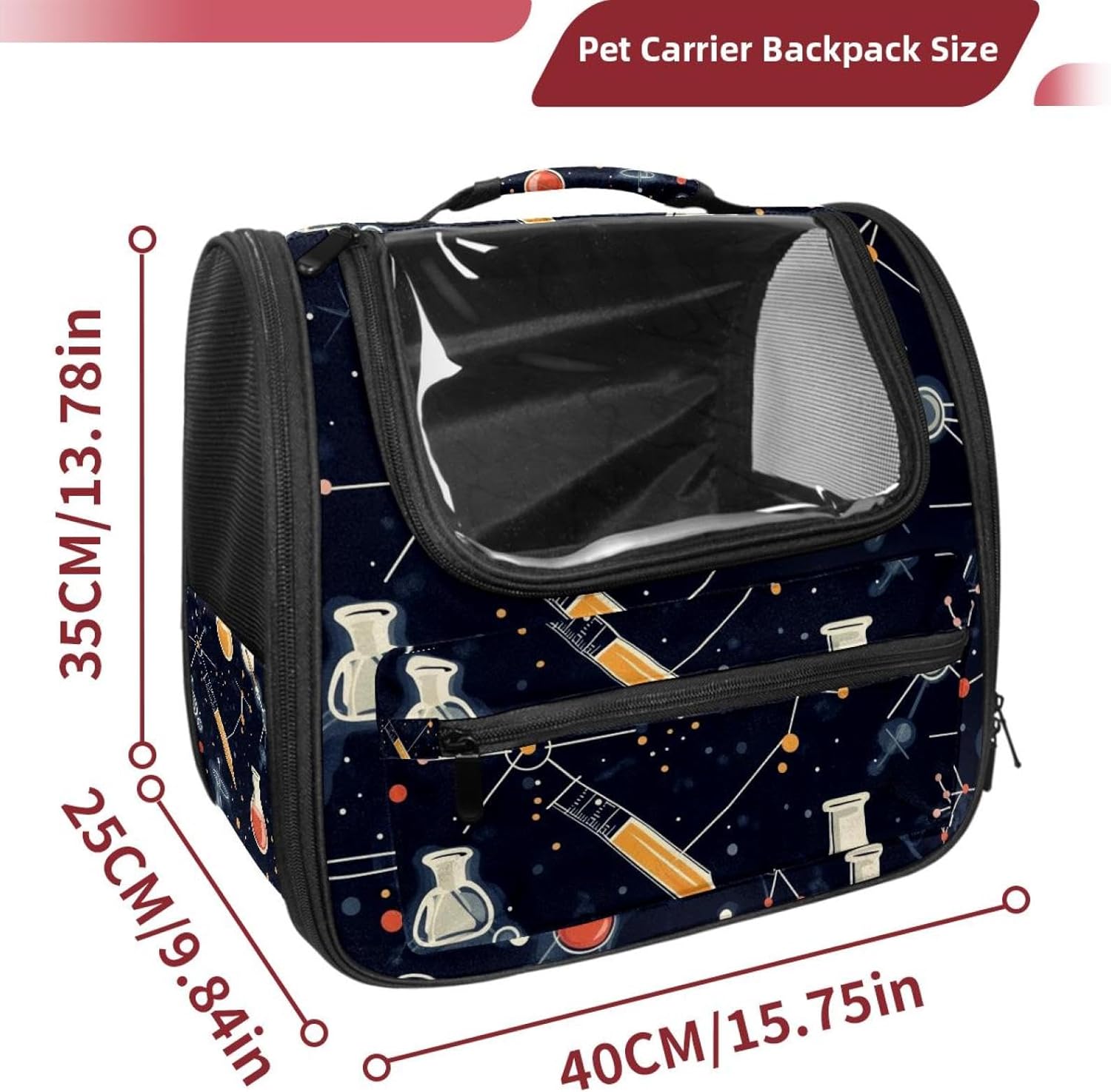 Chemical and Scientific Traveler Backpack Pet Carriers for Cats and Dogs