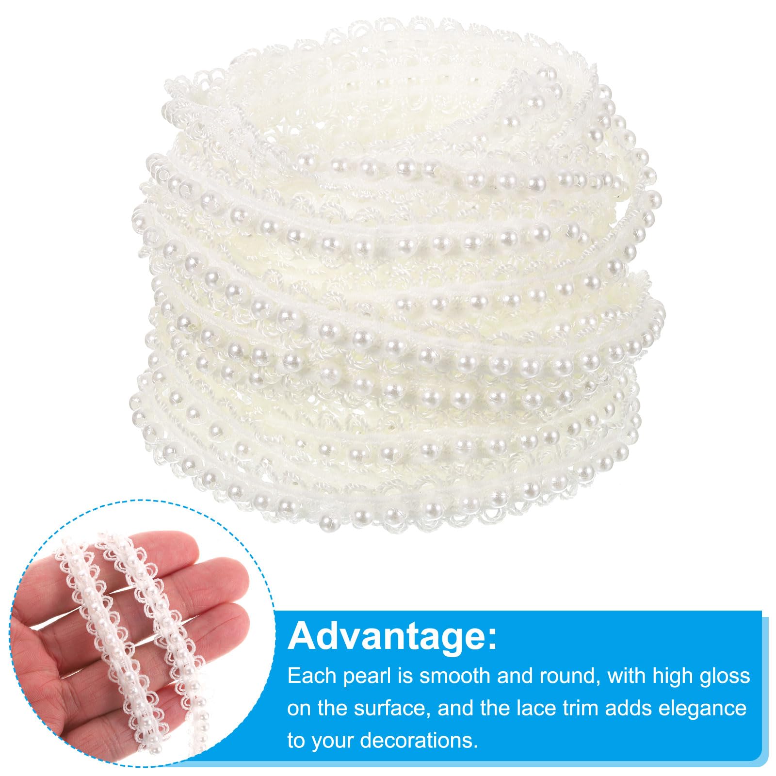 PATIKIL 5 Yard Faux Pearl Lace Ribbon - Image 3