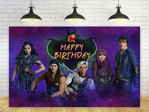 Telón de fondo de descendientes para decoración de fiesta de cumpleaños, fondo de ducha de Bbay para decoración de mesa de tartas, pancarta temática