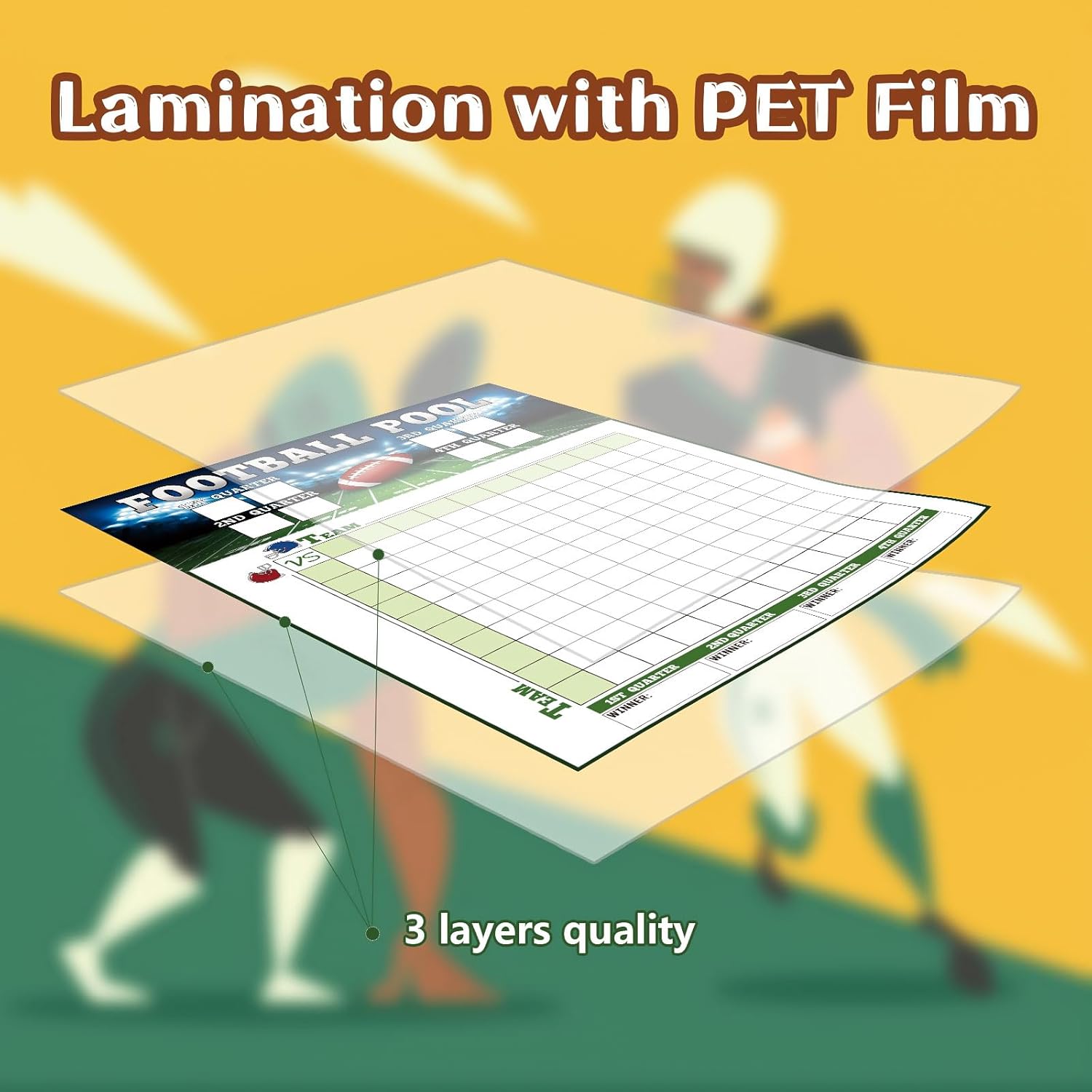 Sereliy Large Football Pool Poster 16.2 X 23.6 Inch, Squares 100 Grids Score Record Poster Football Party Supplies, Super Game Bowl Party Decorations 2026 (Field) - Image 4