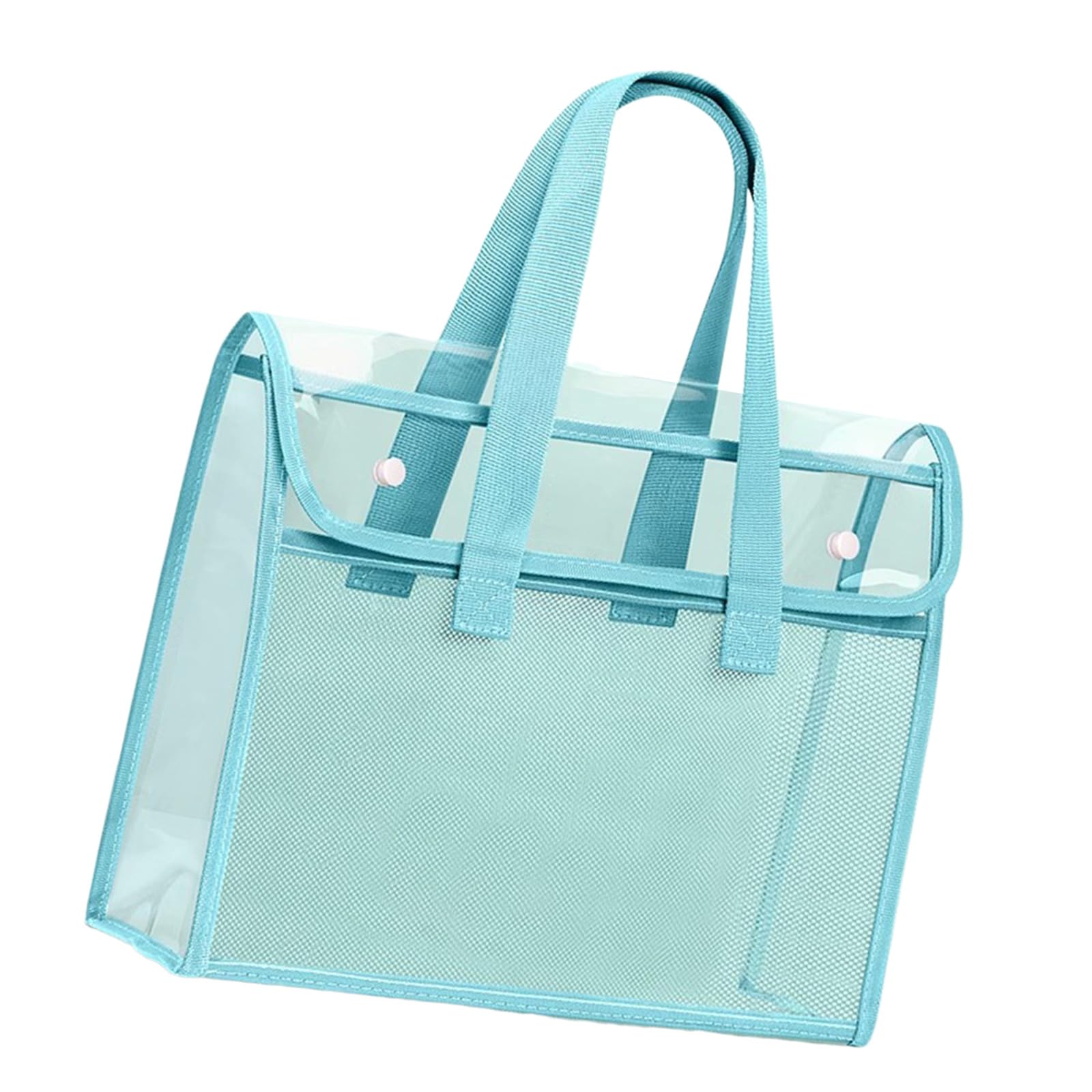 Jazuaiao Transparent PVC File Organizers, Double Layer Handheld Document Bag for, School, Travel File Folder