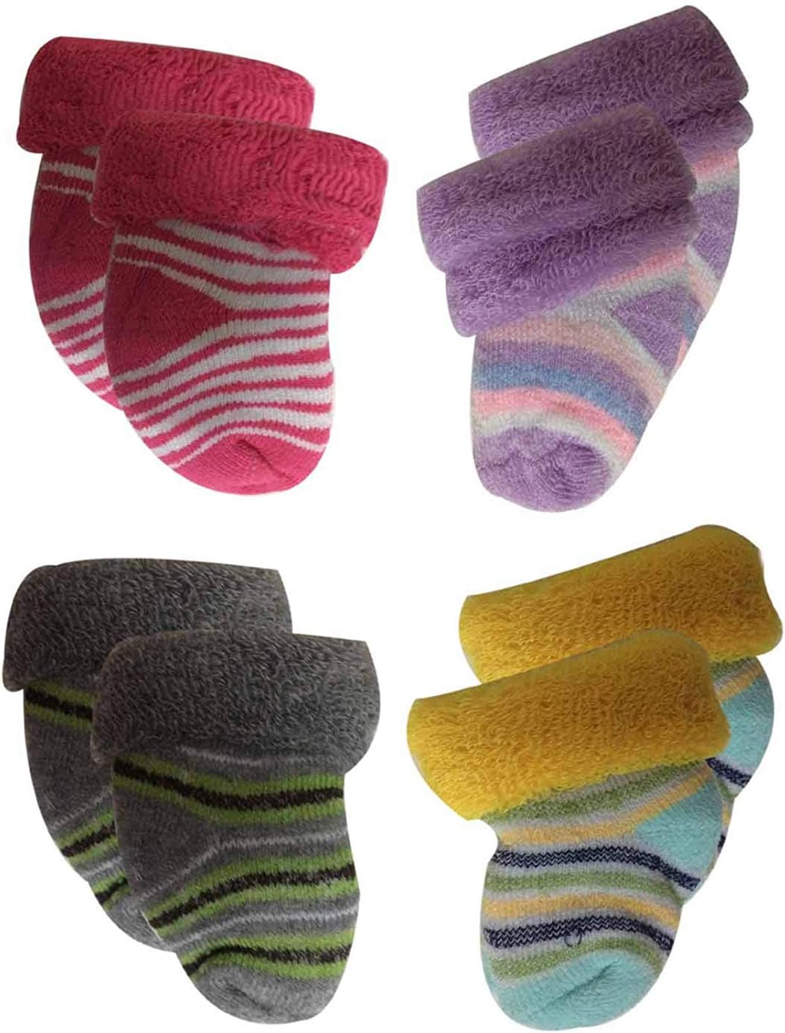 ANKIMABaby's Woollen Socks (0-6 Months, Multicolour) -Set of 4 Pair