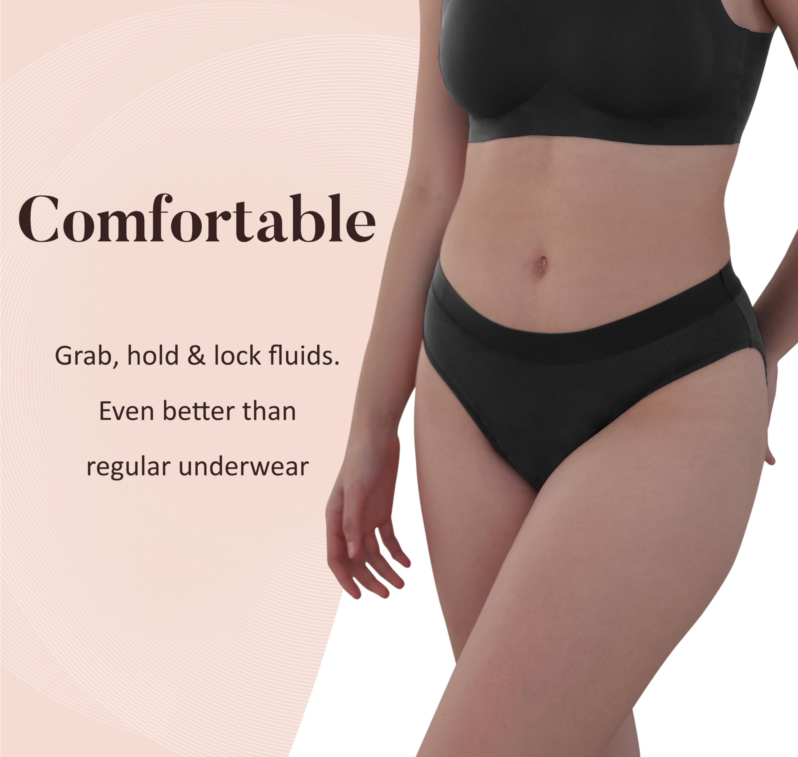 AIRCUTE Wiederverwendbare saugfähige Harninkontinenz-Unterwäsche für Damen, atmungsaktiv, schützende Höschen gegen Auslaufen, 57 g, 3 Stück
