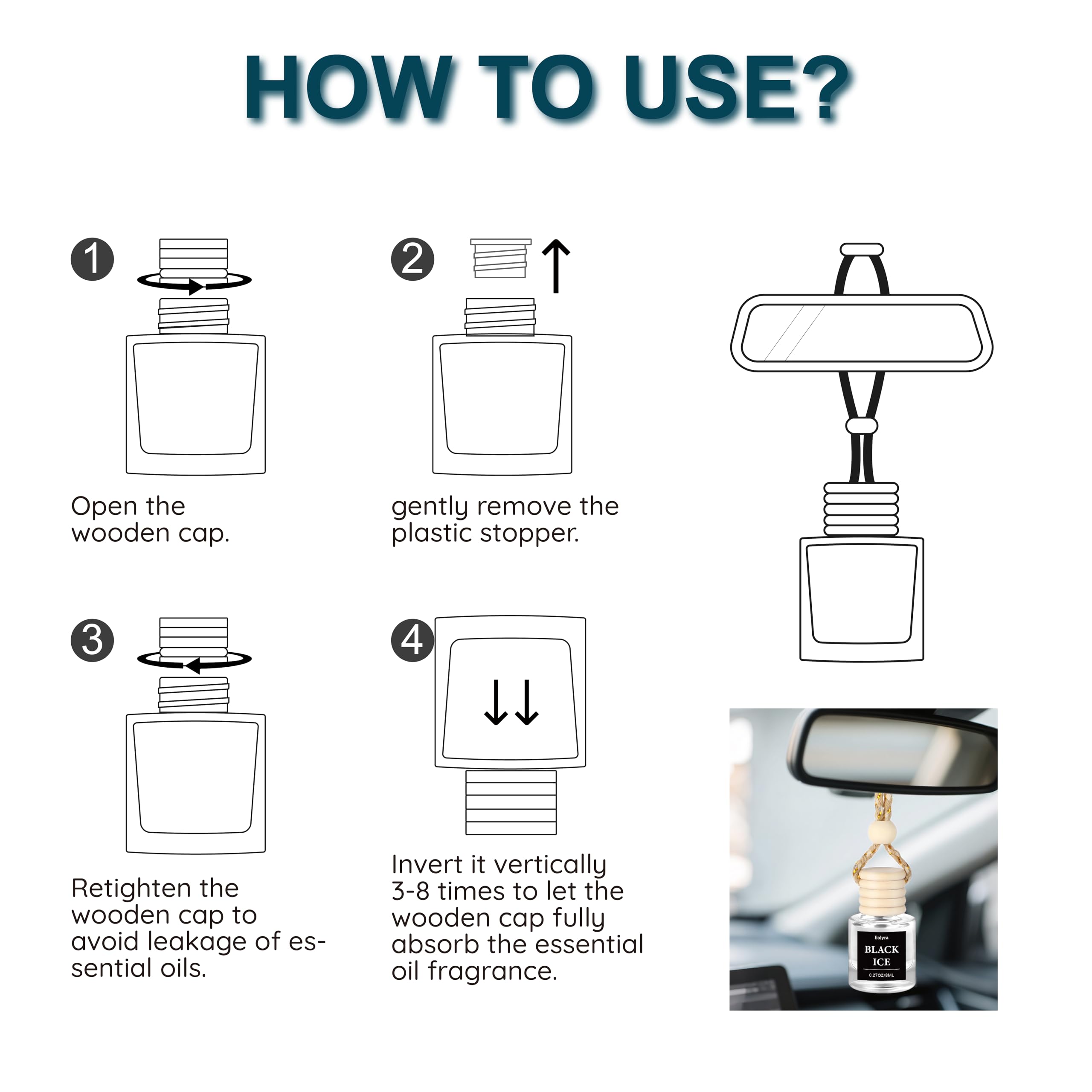 Deodorante per auto da appendere (confezione da 3): profumo di lusso per auto per donne e uomini, bottiglia carina e riutilizzabile con diffusore di oli profumati a lunga durata per oltre 45 giorni