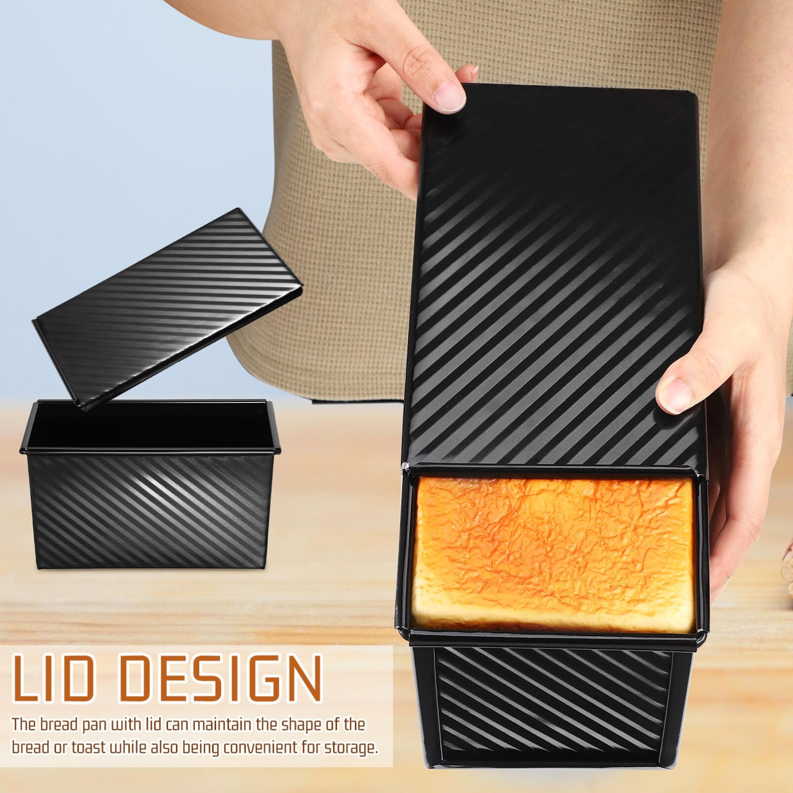 Luxshiny Brotbackform Mit Deckel Rechteckige Antihaft-toastbrotform Für Backen Und Aufbewahrung Inklusive Teigschaber Lebensmittelechtes Material Für Toast Und Brot