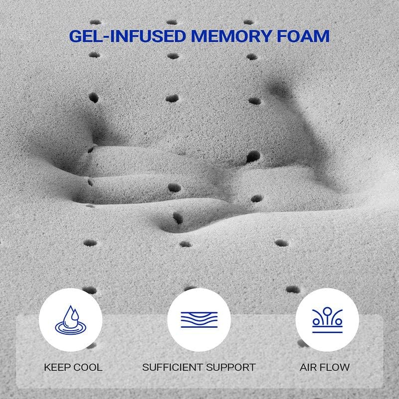 Miniatura 6 de Maxzzz Cubrecolchón de espuma viscoelástica de 3 pulgadas, tamaño Queen, de bambú de firmeza media, cubrecolchón ventilado, felpa certificada