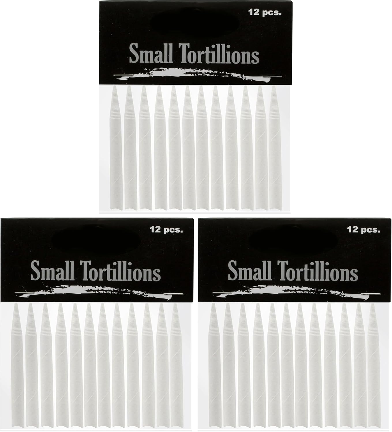 Creative Mark Blending Tortillions - Soft Paper Felts, Traditional Blenders Easily Sharpened or Sanded - [Set of 12 - Small] (Pack of 3)