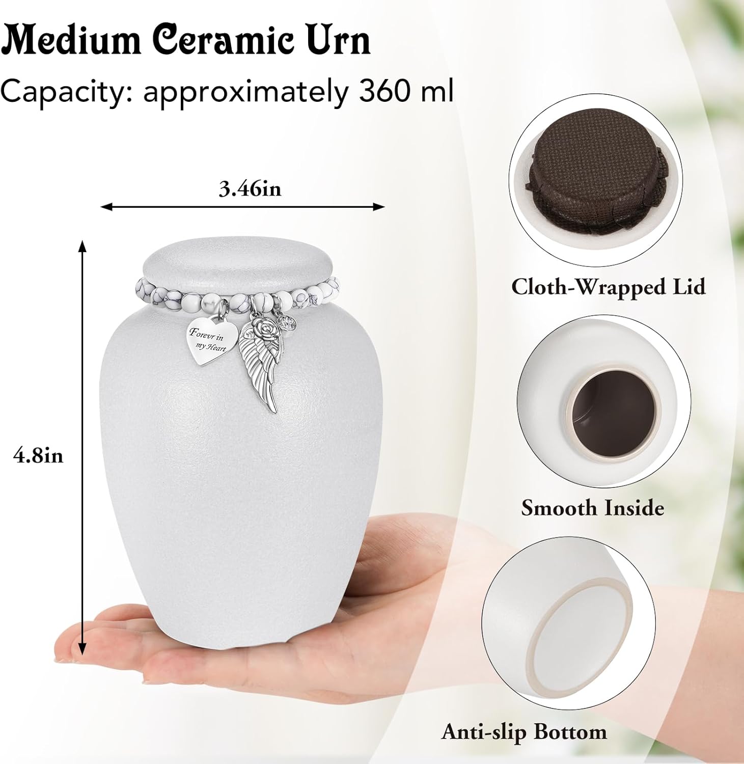 SOITIS Customized Urn for Human Ashes Keepsake- 4.8 Inches Black Ceramic Urn Ashes Keepsake, Medium Memorial Holder Decorative Urn, Funeral Cremation Urns for Women Men - Image 2