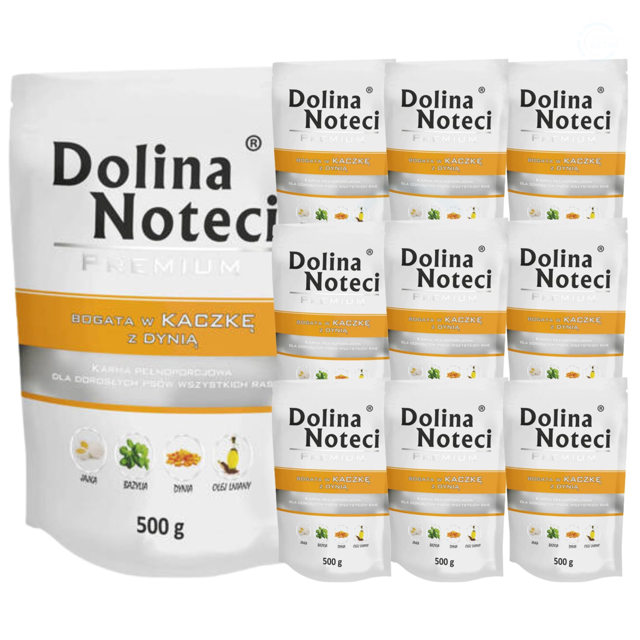 Dolina Noteci Premium Wet Dog Food, Duck with Pumpkin, Gluten-Free (10x500g)