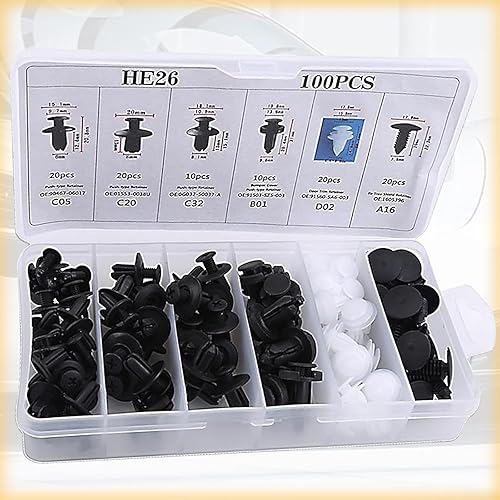 Miniatura 6 de Juego de 100 hebillas para automóvil, clip de remache PA66 para parachoques, accesorios duraderos impermeables de nailon, producto compatible con