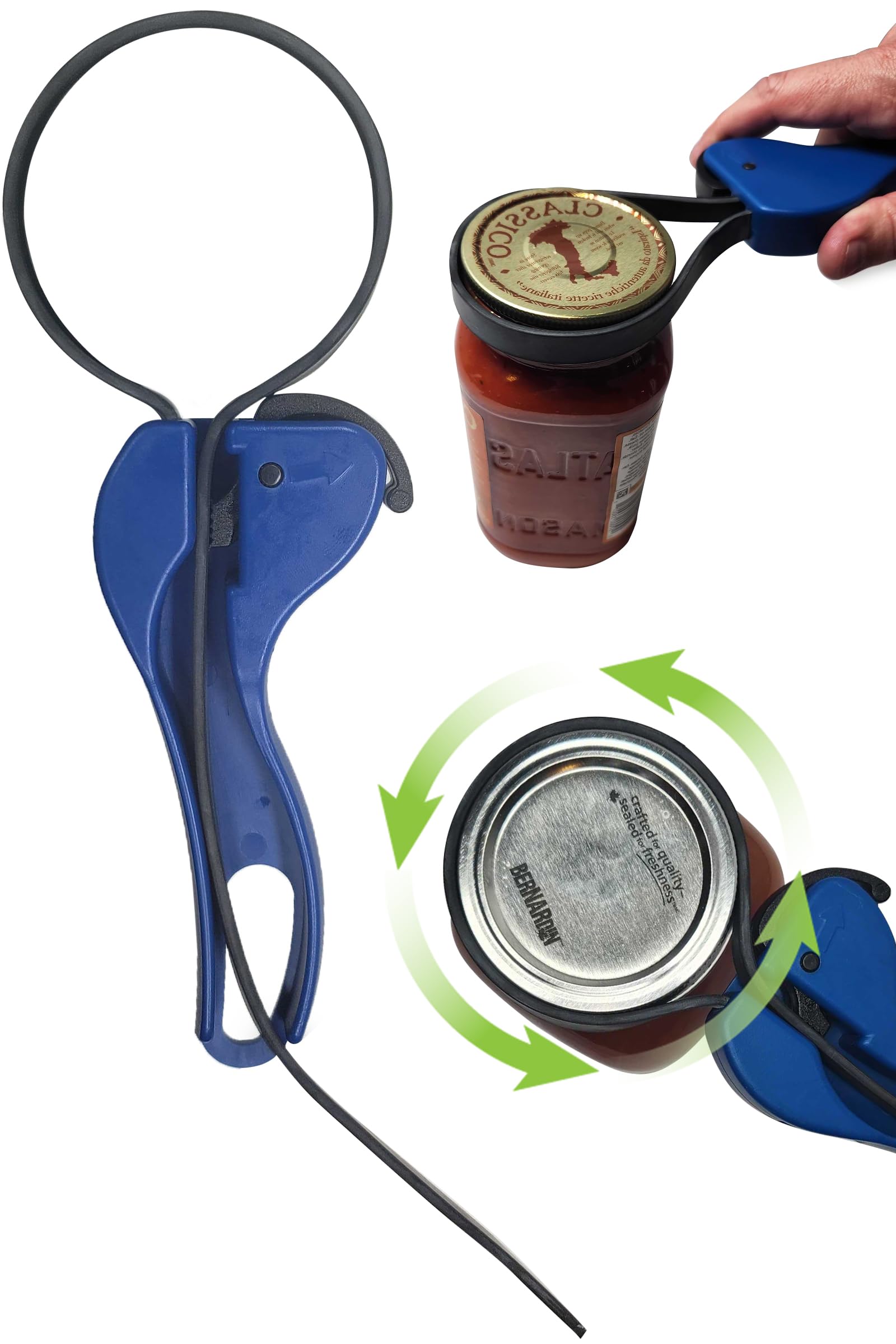 Cap Strap Jar Opener – Kitchen Discovery – Adjustable Bottle and Jar Opener for Seniors and Those with Weak Hands – Gripper Strap Loosens Lids without Straining Hands