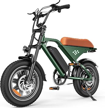 Electric Bike for Adults, 1500W Peak Electric Dirt Bike, 55 Miles Range E-Bike with 36V 10.4AH Removable Battery, Peak 25MPH/ H, 20/16" Fat Tire All-Terrain Ebike with Banana Seat & Pump