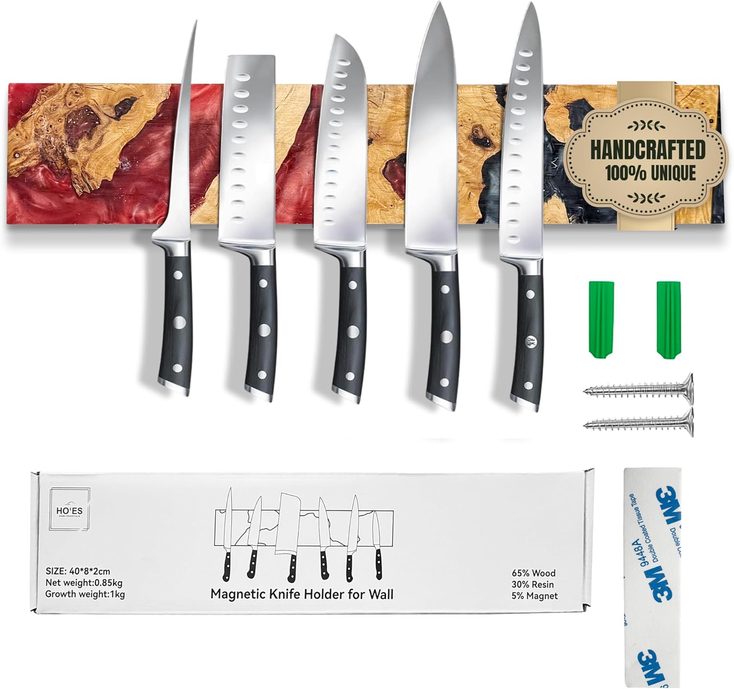 16-Inch Magnetic Knife Holder | Premium Wood & Resin | Strong, Easy Install 16-Inch Magnetic Knife Holder | Premium Wood & Resin | Strong, Easy Install