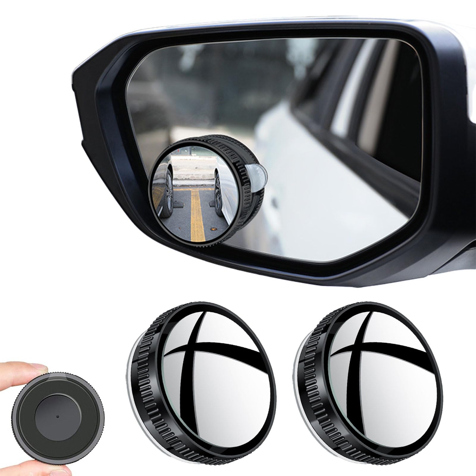 Zurligi 2 Pcs Car Blind Spot Mirror, Reusable Round HD side view blind spot mirror Convex 360° Wide Angle, For All Universal Vehicles Car, Side Rear View Mirror with Sucker