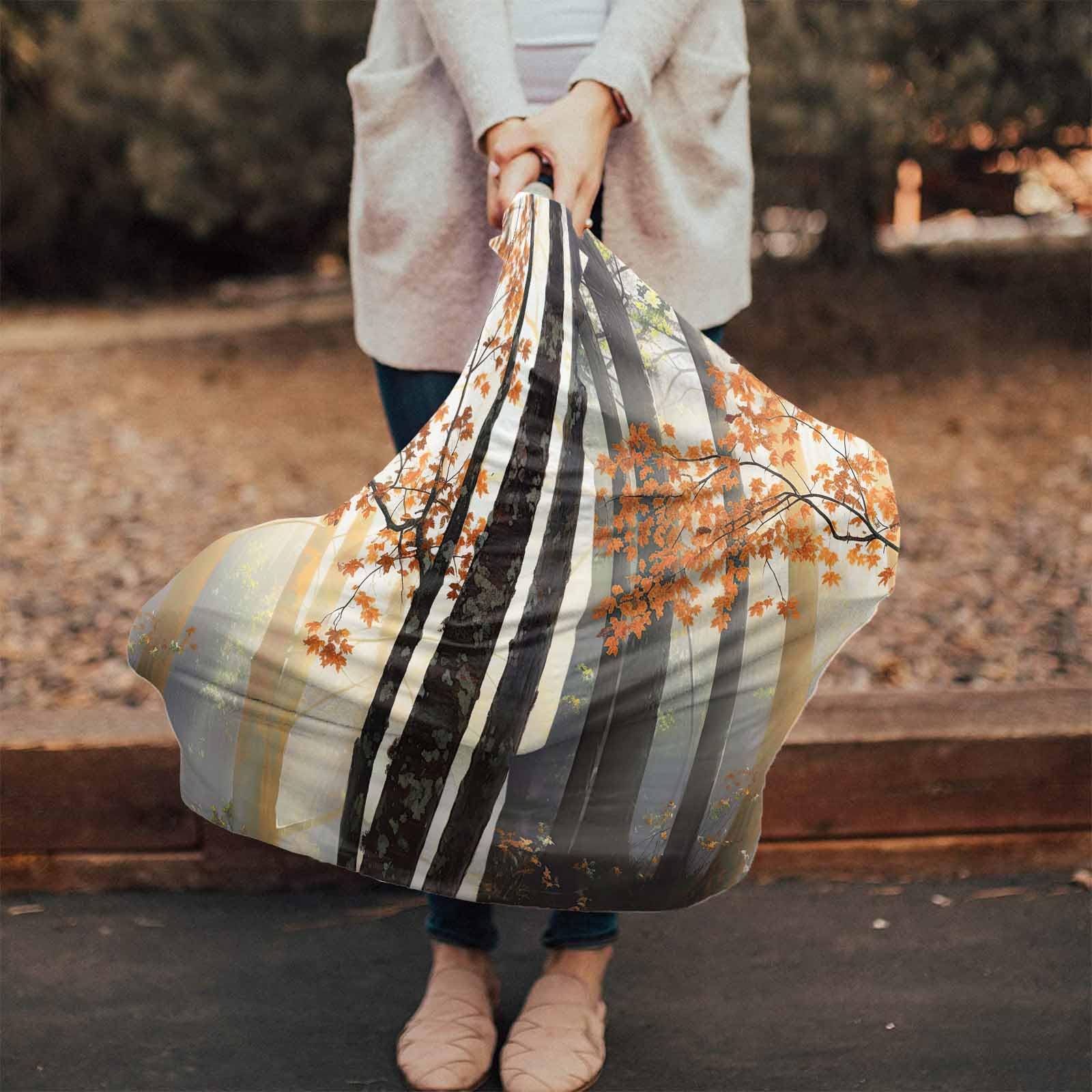 Nursing Cover for Breastfeeding Scarf, Maple Forest Light Tyndall Autumn Baby Car Covers Super Soft Multi Use for Canopy Shopping Cart Cover Blanket Stroller Cover