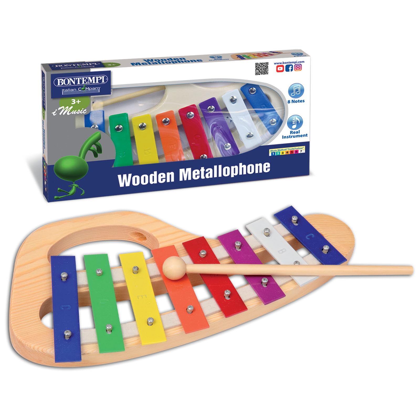 The Sales Partnership Bontempi 163214 Wooden Metallophone, Multi-Color
