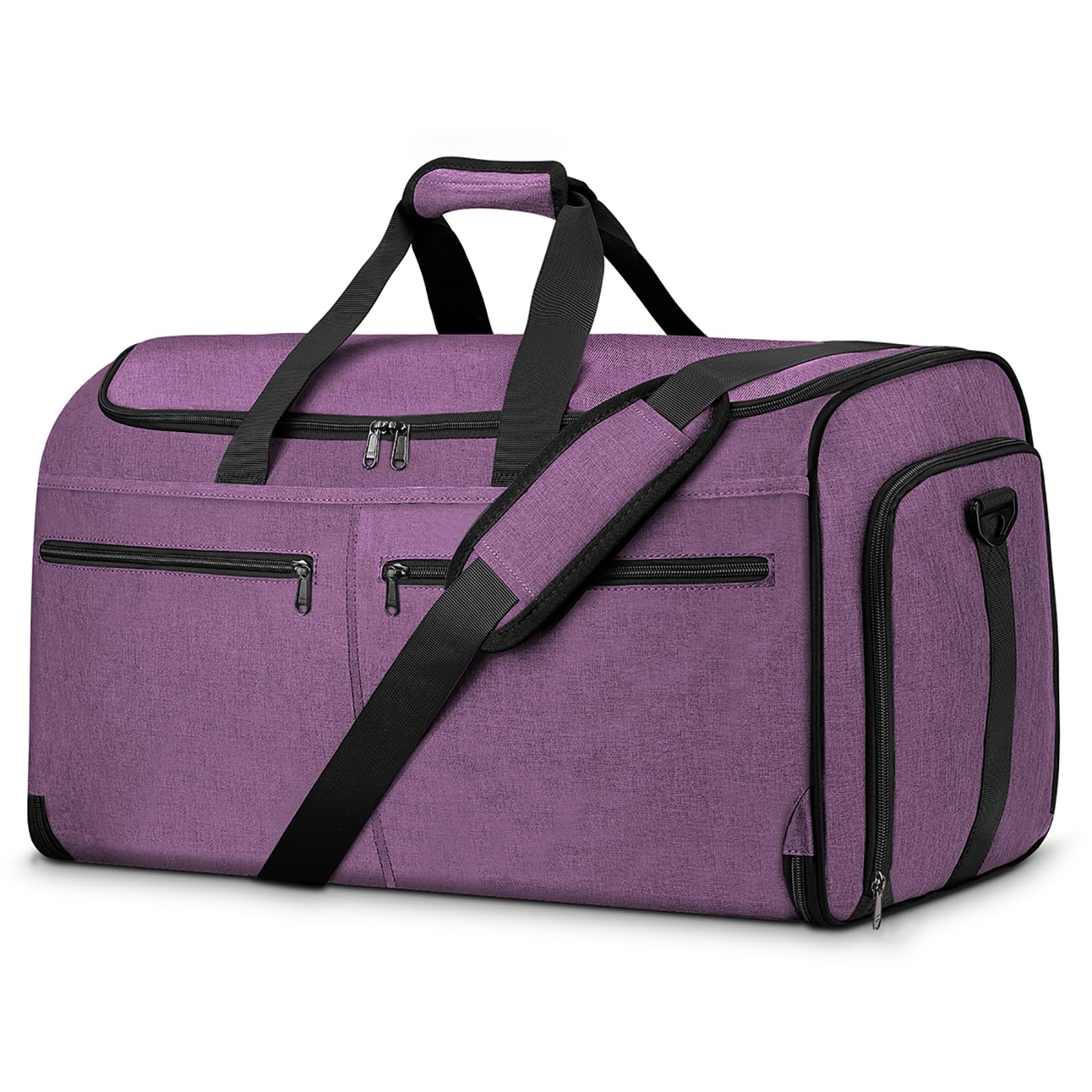 Carry on Garment Bag for Travel, Bukere Convertible Suit Travel Garment Duffel Bag for Women Business, Shoe Compartment, Detachable Shoulder Strap, 2 in 1 Hanging Suitcase Suit Travel Bags, Purple