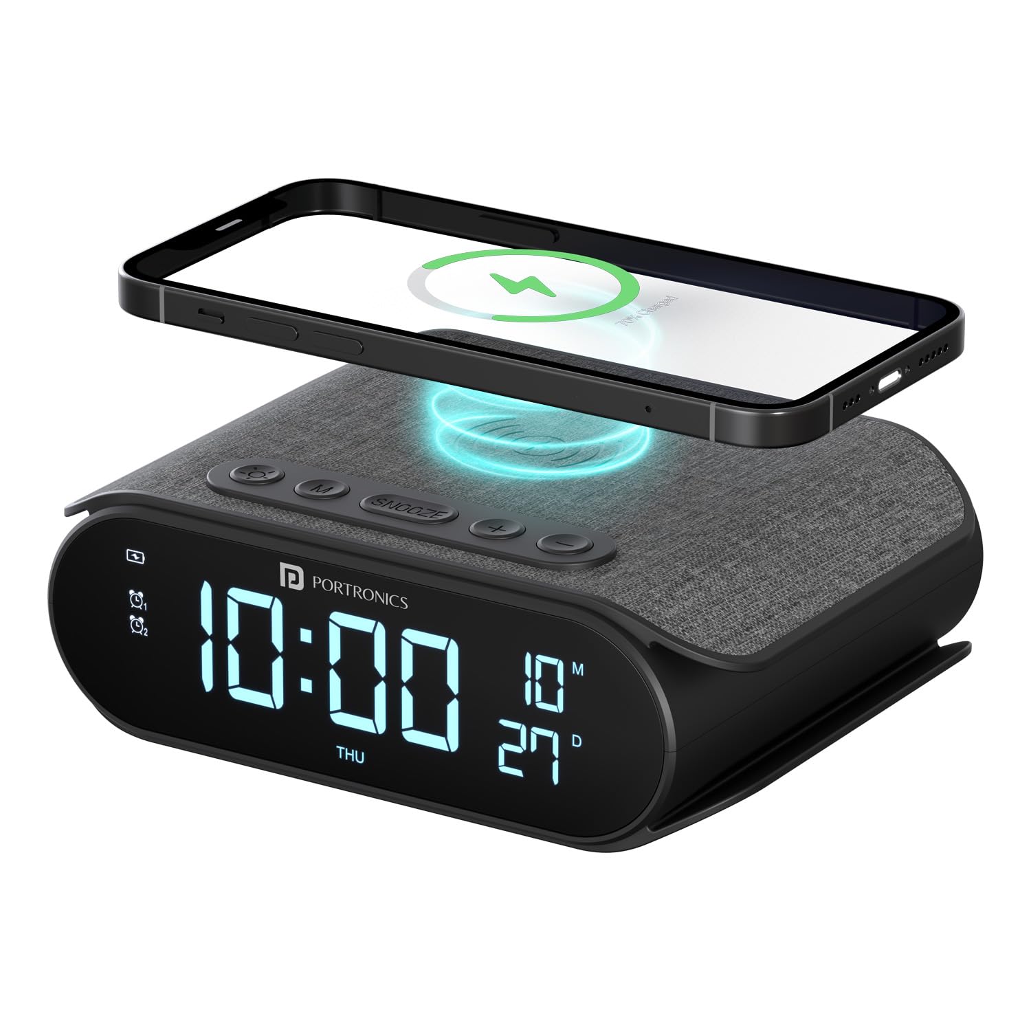 Portronics VoltClock 15W Wireless Charger for All Compatible Wireless Charging Smartphones, Digital Clock, 2 Alarm Setting with Snooze Button, Room Temperature Display,Wireless Fast Charging(Black) (B0DGTQZNXR) Amazon Price History, Amazon Price Tracker