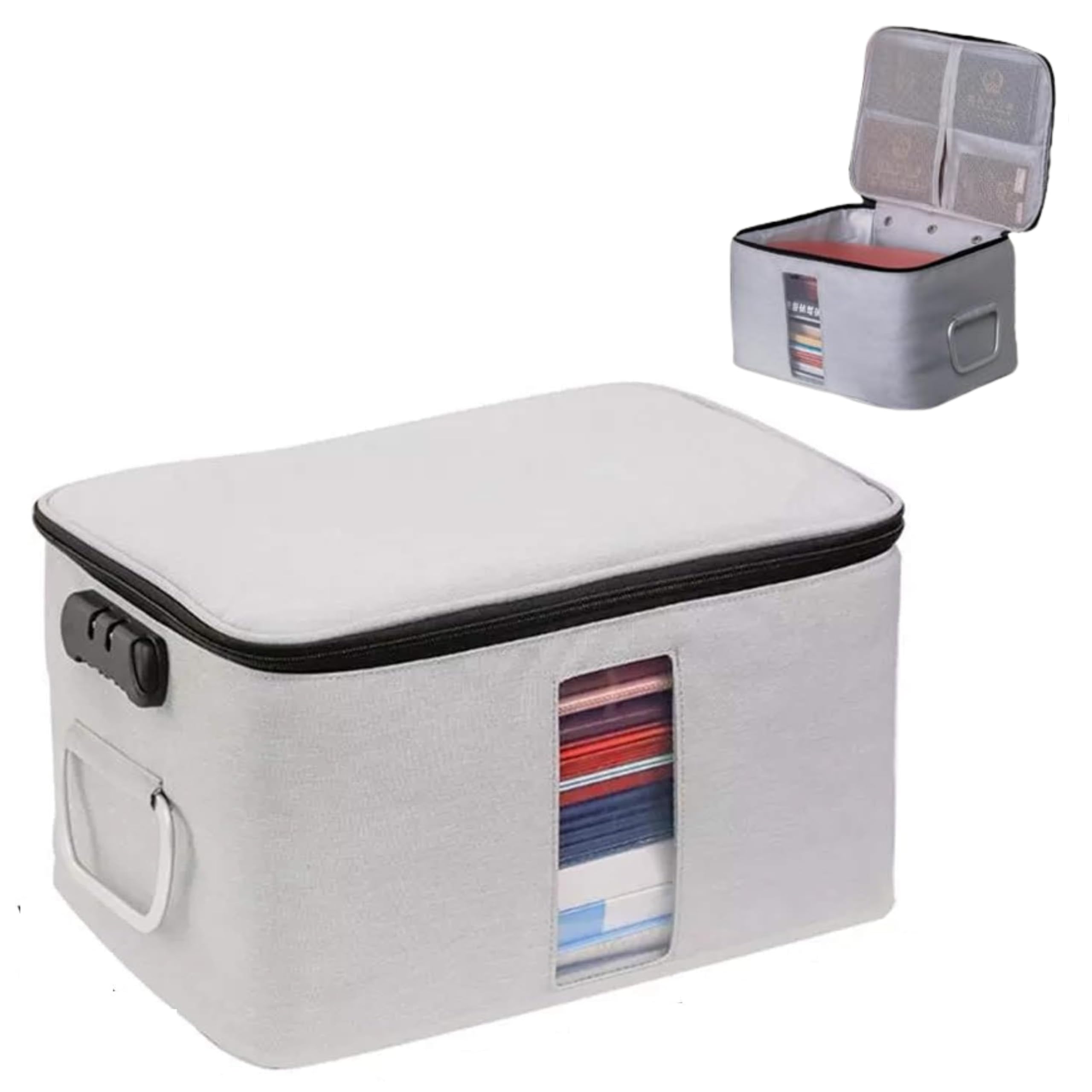 Handcuffs Travel File Organiser Multi Functional Waterproof 3 Layer Document Storage Bag with Lock for Passport Documents Files Certificates (34 cm x 25 cm x 7 cm)-image-6