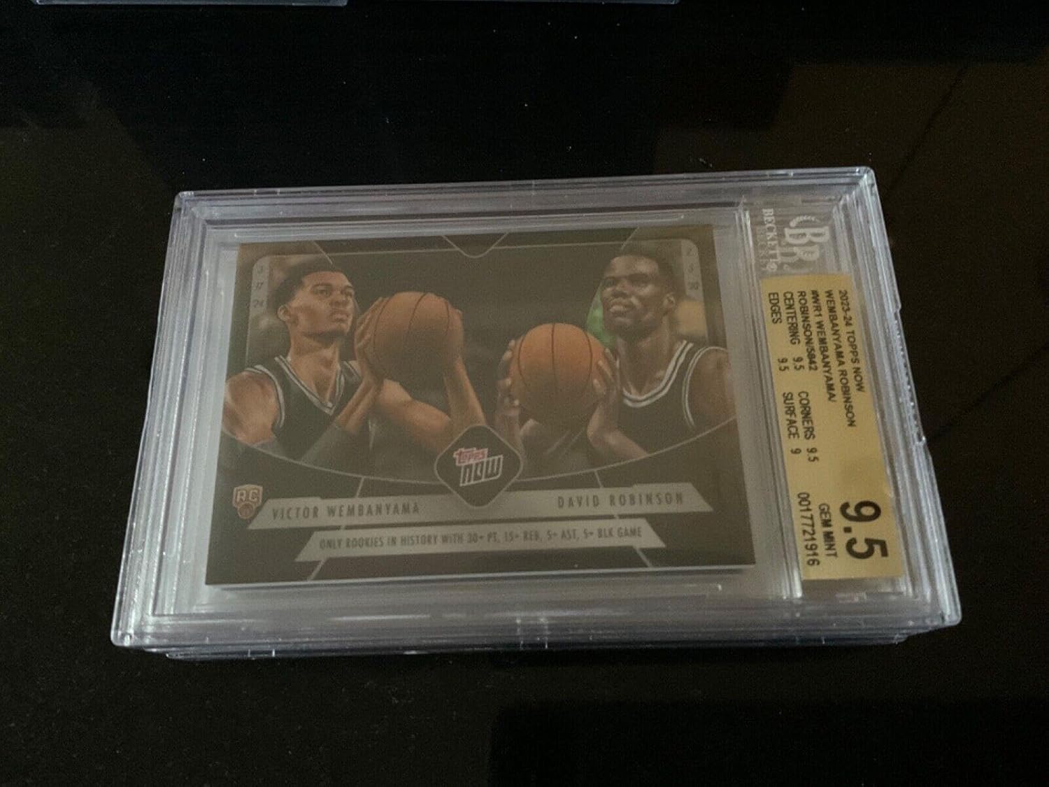 Victor Wembanyama David Robinson 2023-24 TOPPS NOW Card WR1 BGS 9.5 LOW POP - Unsigned Basketball Cards