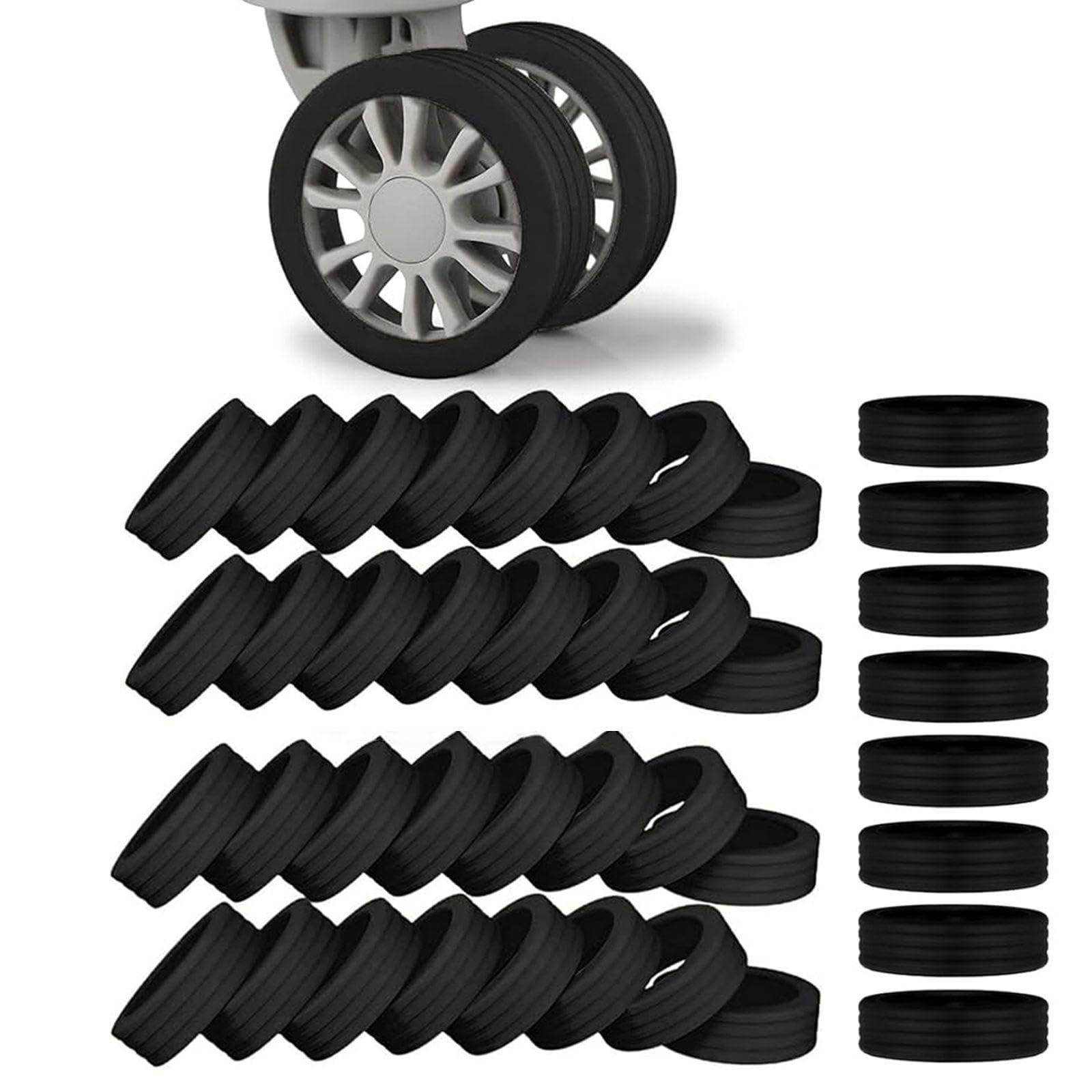 Suitcase Wheel Cover Silicone, 40 Pieces Set, Protect Hardwood Floors and Reduce Noise, Black Silicone Protectors for Trolley Bags and Luggage-image-9