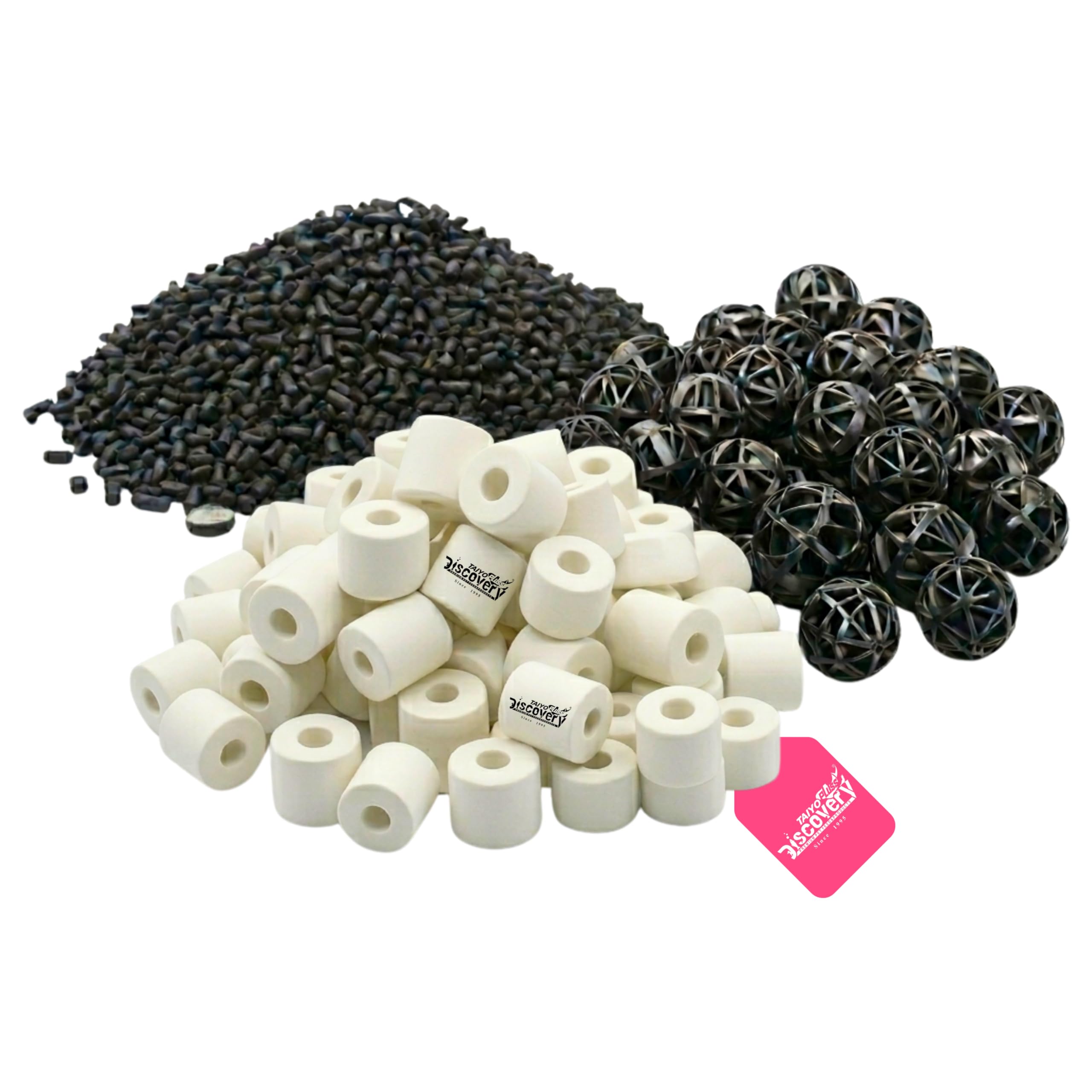 Taiyo Pluss Discovery Filter Media Combo Ceramic Rings + Activated Carbon +15 pcs Bio Balls + Free Net Bags | 3 in 1 Bio Media for Clear Water & Healthy Aquarium Fish Tank (100 g Combo)-image-7