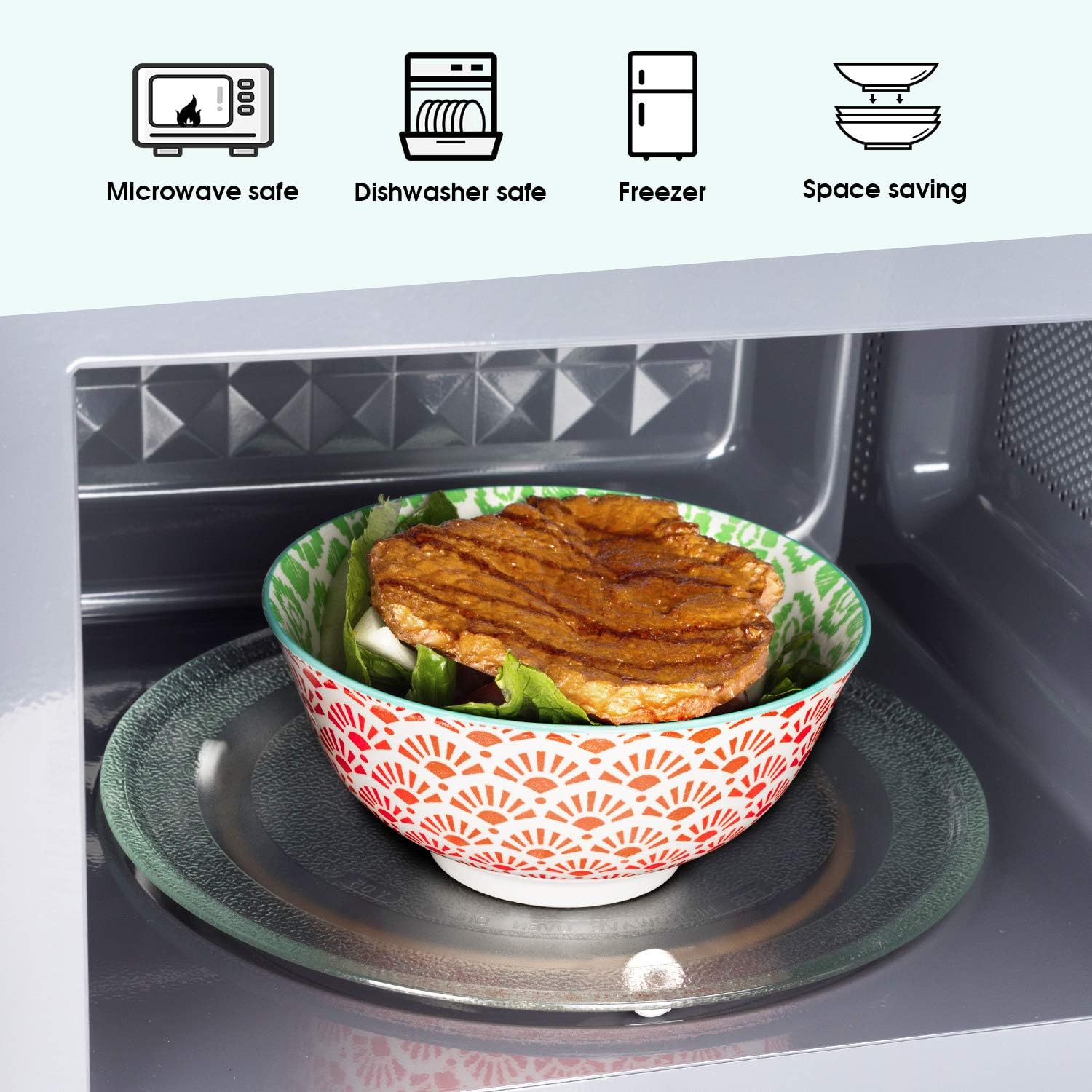 DeeCoo 6 Pack 24 oz Premium Porcelain Bowls Set, Cereal Bowls, Ceramic Bowls for Soup, Salad, Pasta, Rice, Large Capacity Ramen Bowls, Heat and Cold Resistant, Microwave and Dishwasher Safe Bowls : Home & Kitchen